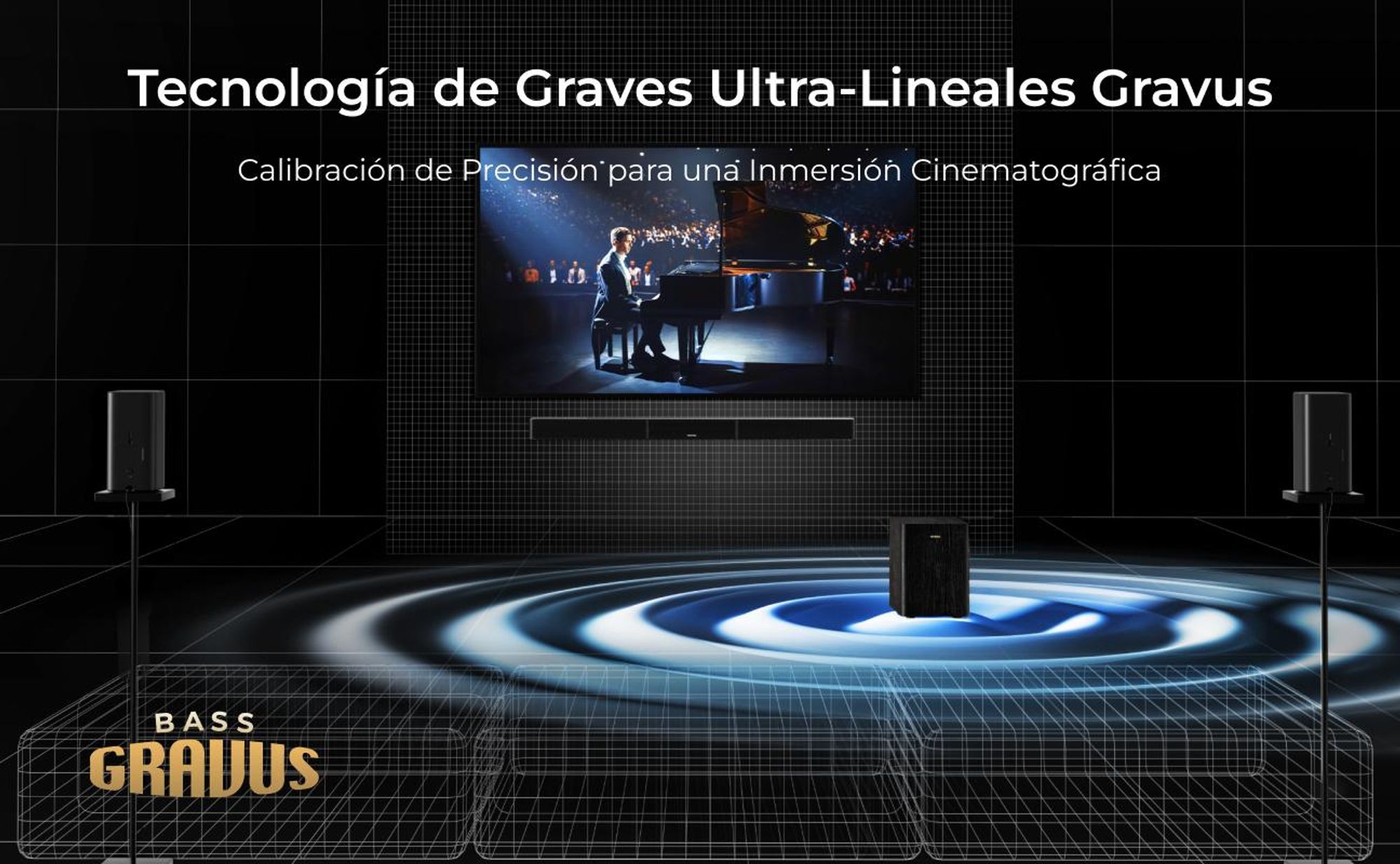 Barra de sonido ULTMEA Skywave Series 5.1.2 con tecnología Dolby Atmos, sistema de sonido envolvente inalámbrico de 530 W, compatibilidad 4K-HDR, HDMI eARC, Bluetooth® 5.4