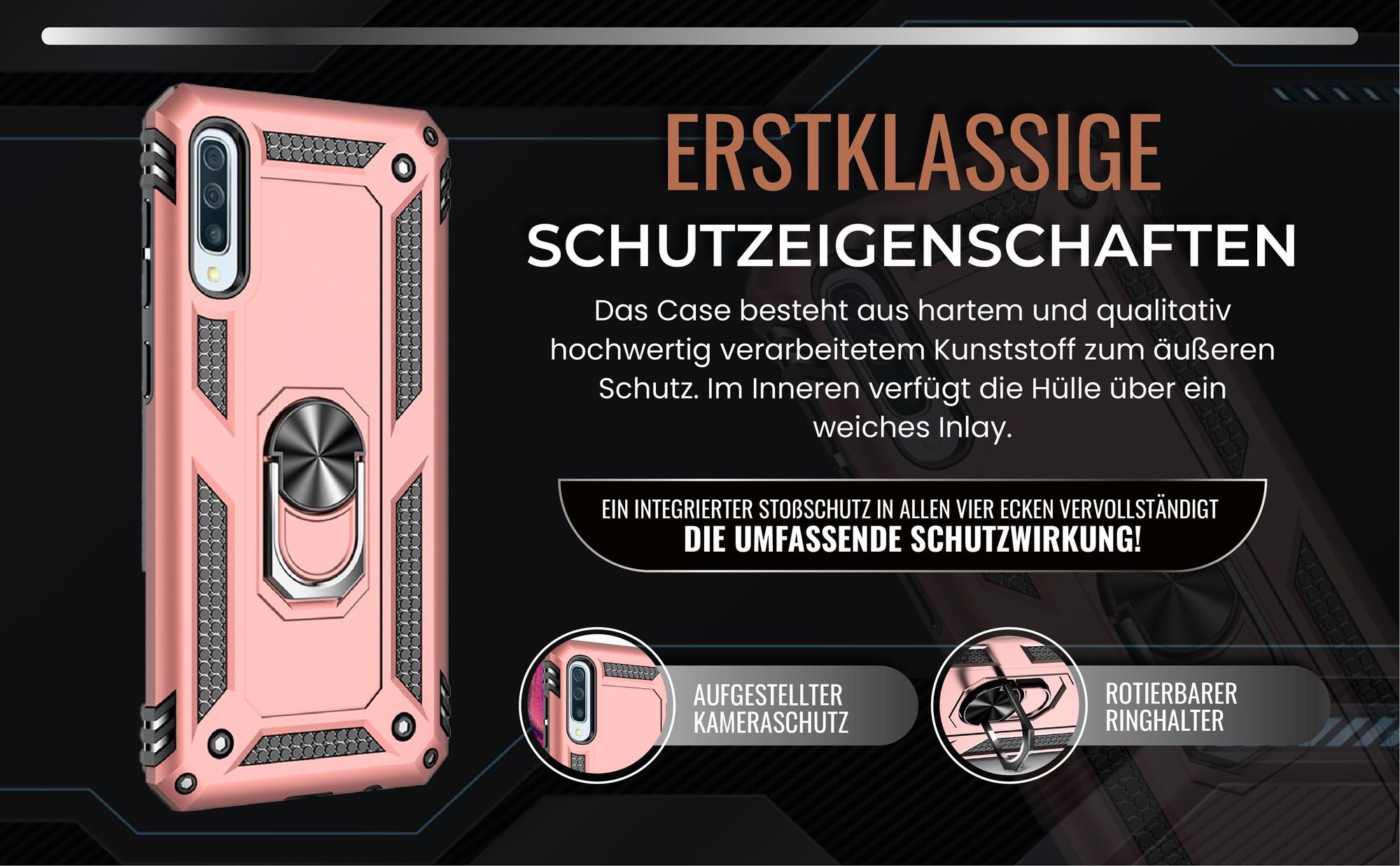 Handycase in Rosegold für Samsung Galaxy A50 mit Kameraschutz