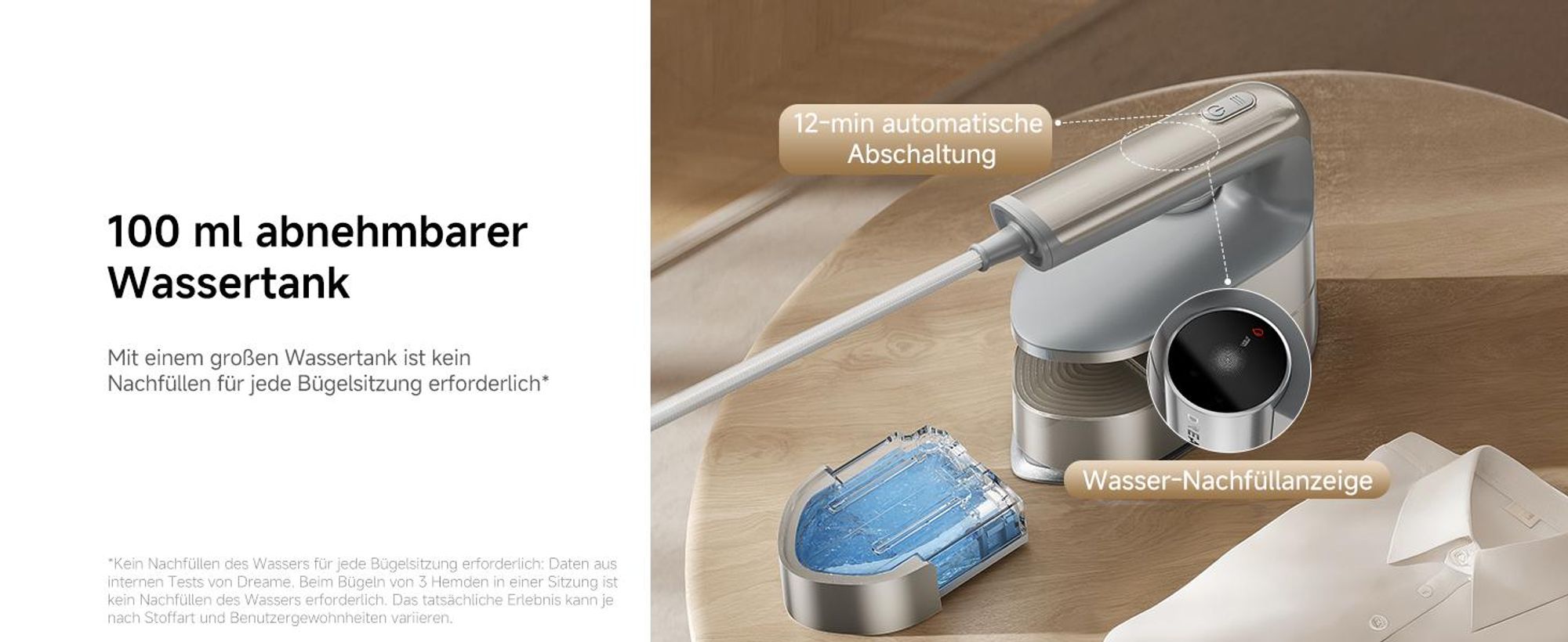Dreame P7 Vertikaler Dampfbügeleisen, tragbares Bügeleisen, um 90 ° drehbares Dampfpanel, geeignet für alle Stoffe, Zuhause, Reisen, Zuhause und Büro