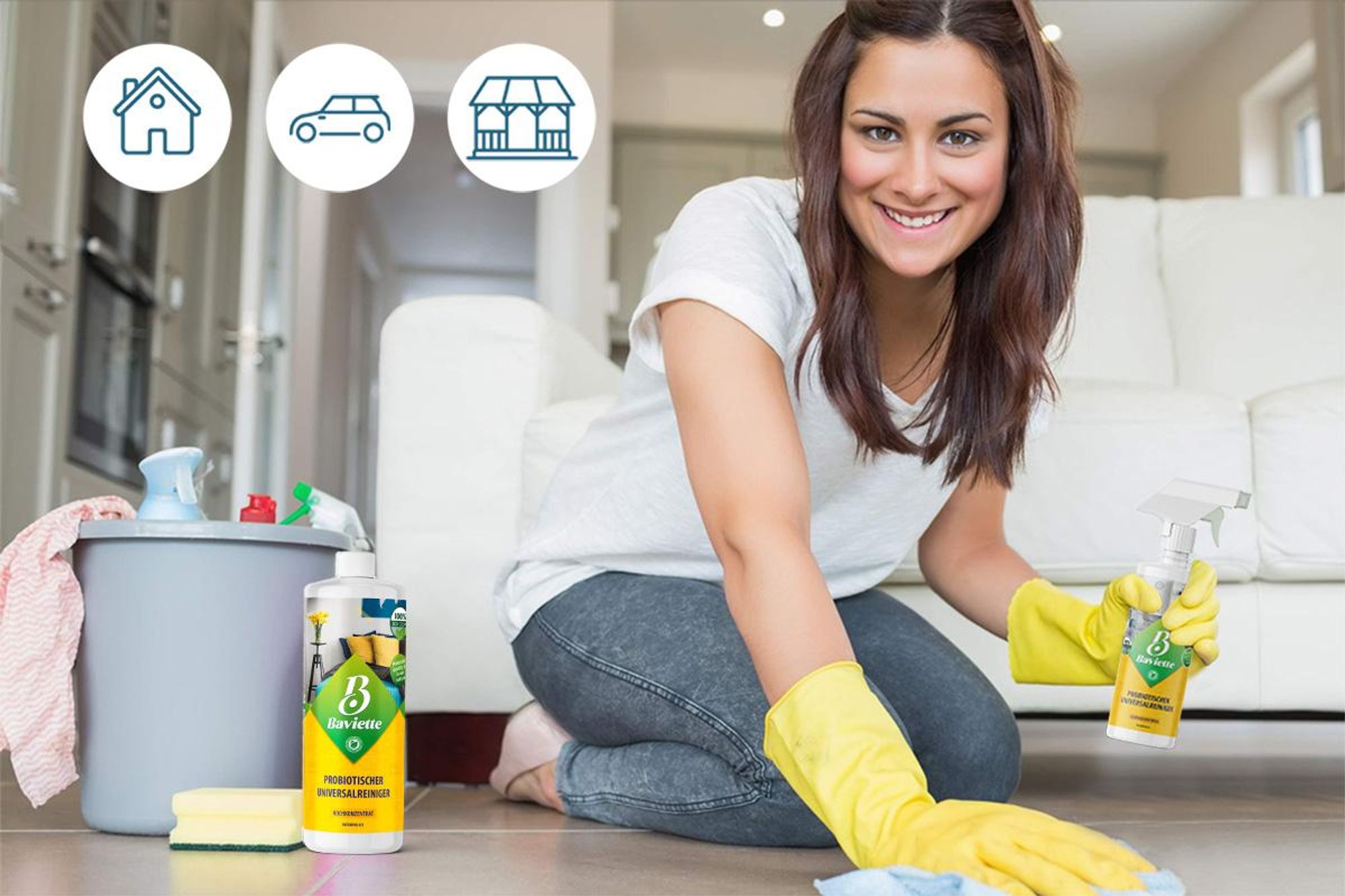 Baviette Universalreiniger Konzentrat 500 ml – ergiebiger Allzweckreiniger mit Mikroorganismen für Haushalt mit Kinder & Haustiere , Auto