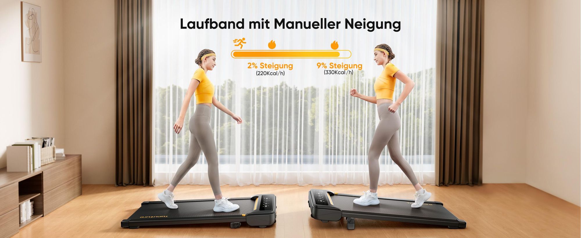 Toputure TP3 Laufband für Zuhause mit Neigung, 1-10 km/h Walking pad, Elektrisches Laufband mit Steigung, 2.5HP Walking Machine, Fernbedienung/App