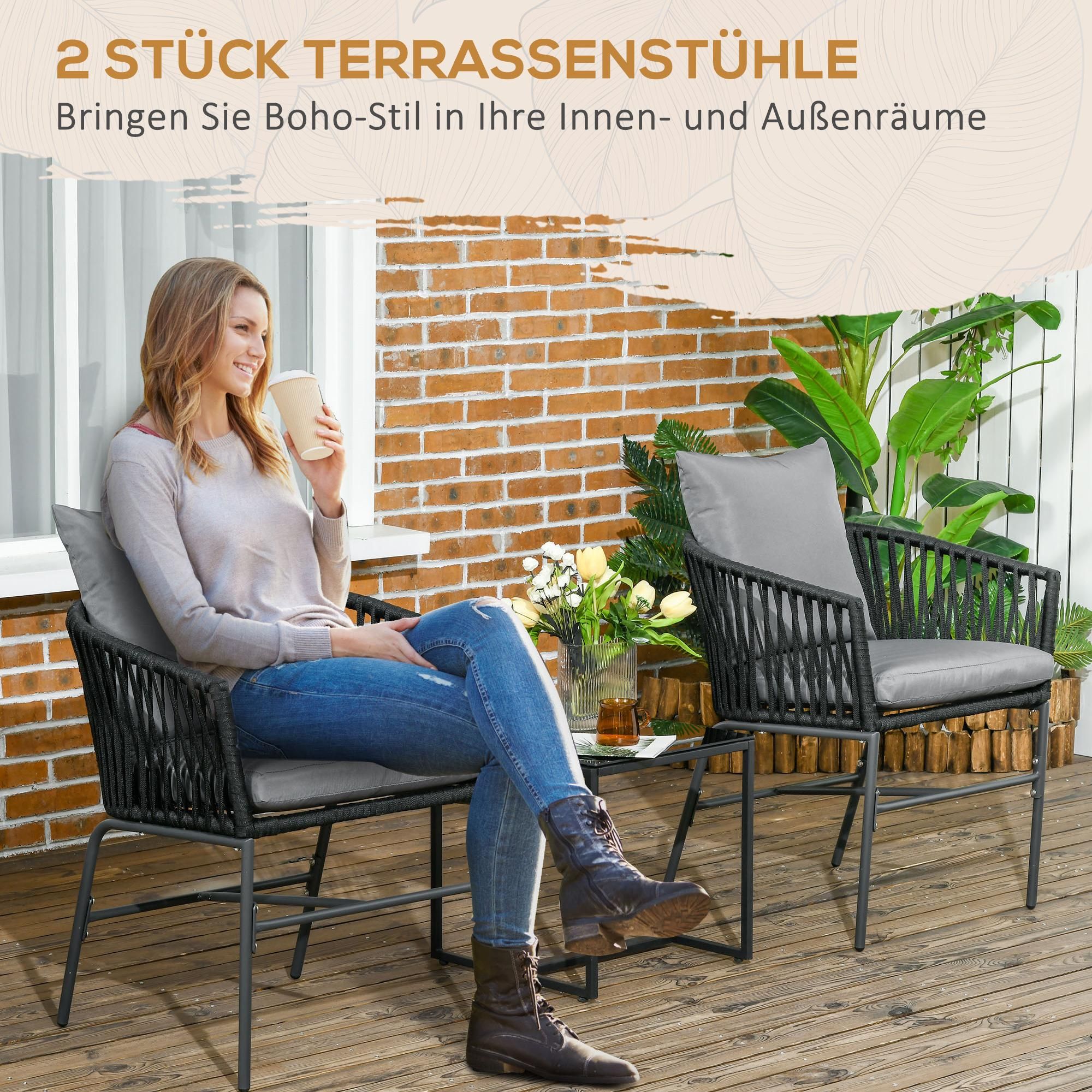 2 Terrassenstuhl Korbstuhl 2er