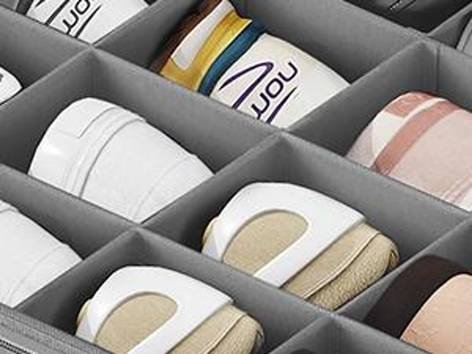 Schuh-Organizer, für bis zu 16 Paar Schuhe, Schuhaufbewahrung, Griffe, transparenter Deckel, für Schlafzimmer, schilfgrau