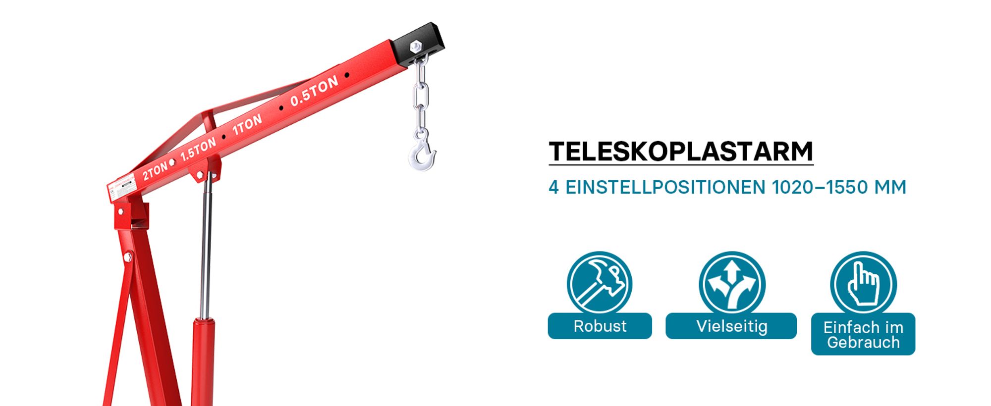 Motorheber Werkstattkran Getriebeheber Hebekran Ladekran klappbar Doppelpumpe 2000 kg Motorkran Schwerlastkran