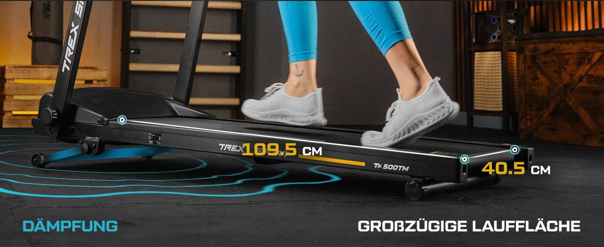 TREX SPORT Laufband für zuhause klappbar elektrisch TX-500TM PULSO | Treadmill mit LCD-Display, Bluetooth, bis 12 km/h, 12 Programme mit Pulssensoren