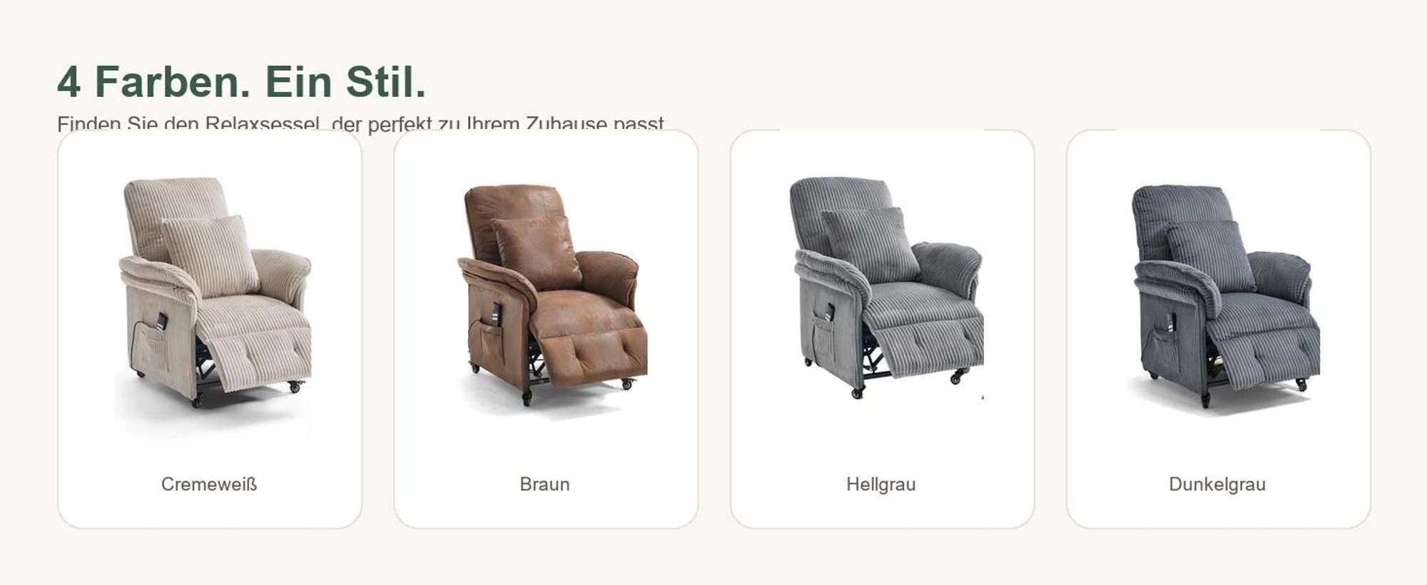 2 Motoren fernseh- & relaxsessel,Elektrischer Relaxsessel Braun , TV Sessel mit Liegefunktion & Rollen