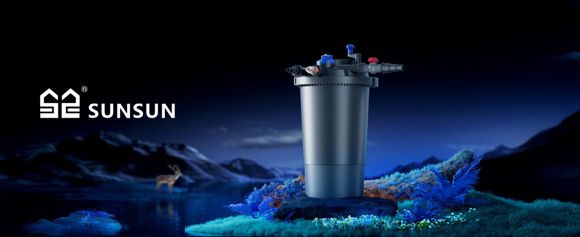 SunSun CPF-15000 Druckteichfilter 10.000 l/h / 18 W UVC Einheit, Teichdruckfilter für Teiche bis 30.000 Liter, Teichklärer, Filteranlage