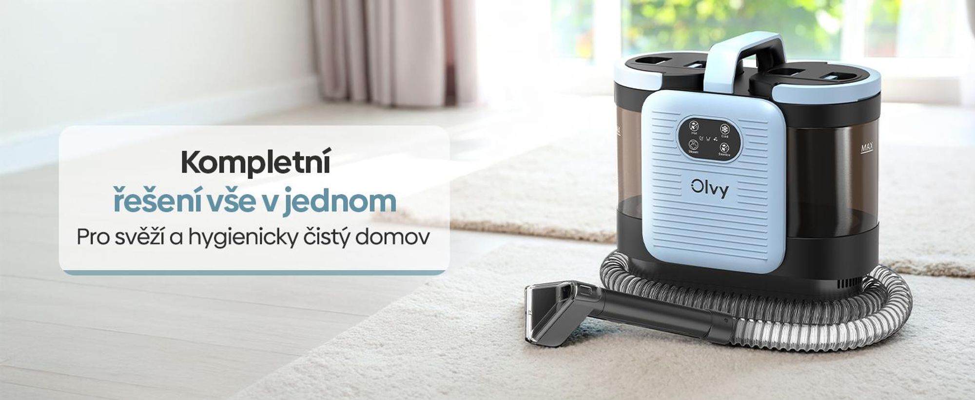 Olvy vysavač s funkcí praní PRO – parní čistič čalouněného nábytku a koberců včetně příslušenství, čistič koberců, vysavač na mokré čištění pro pohovky, matrace, auta a koberce