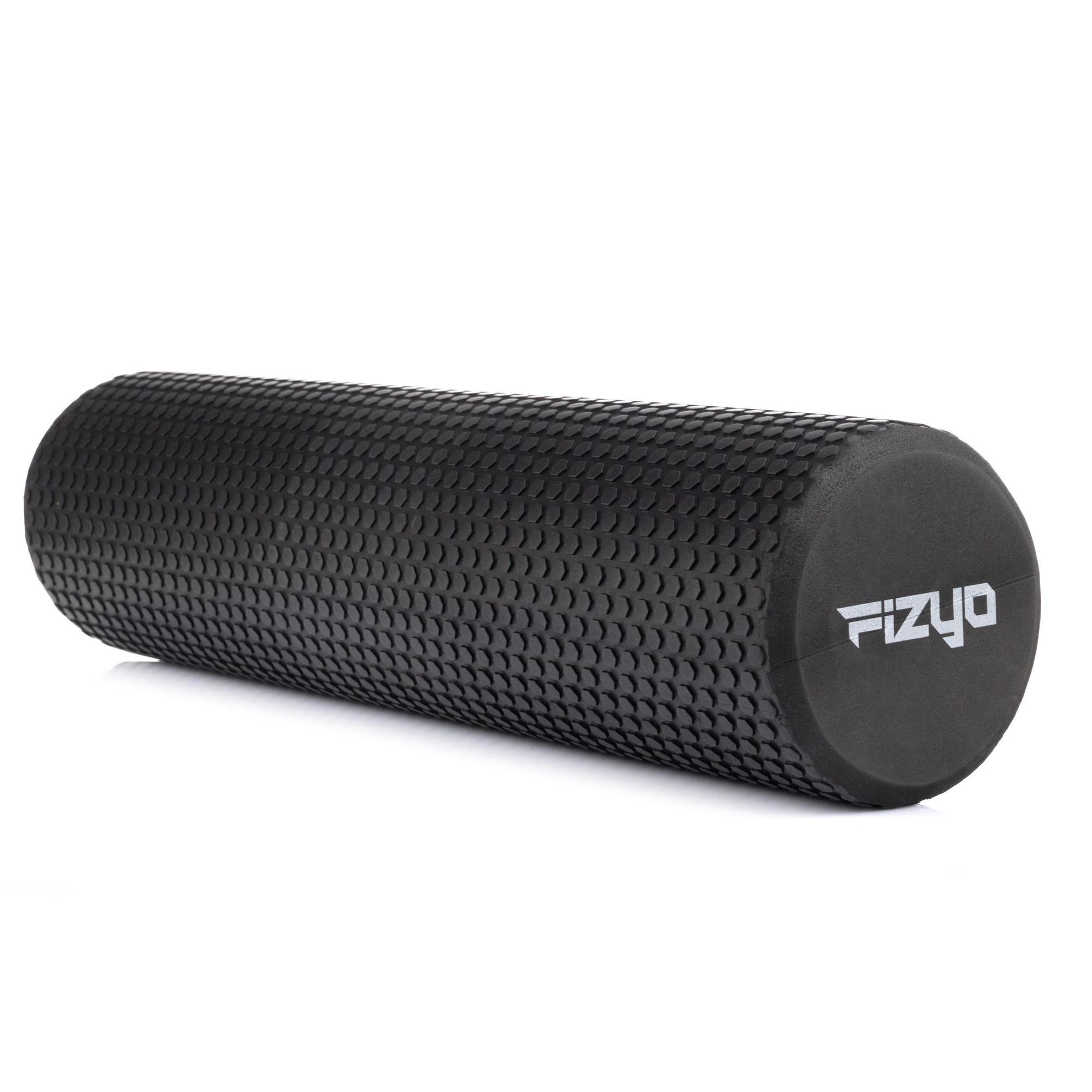 FIZYO Dlhý Masážny Valec – EVA Penový Roller s Výstupkami na Jogu, Pilates, Fitness, Rehabilitáciu a Regeneráciu Svalov – 60x15 cm Čierny
