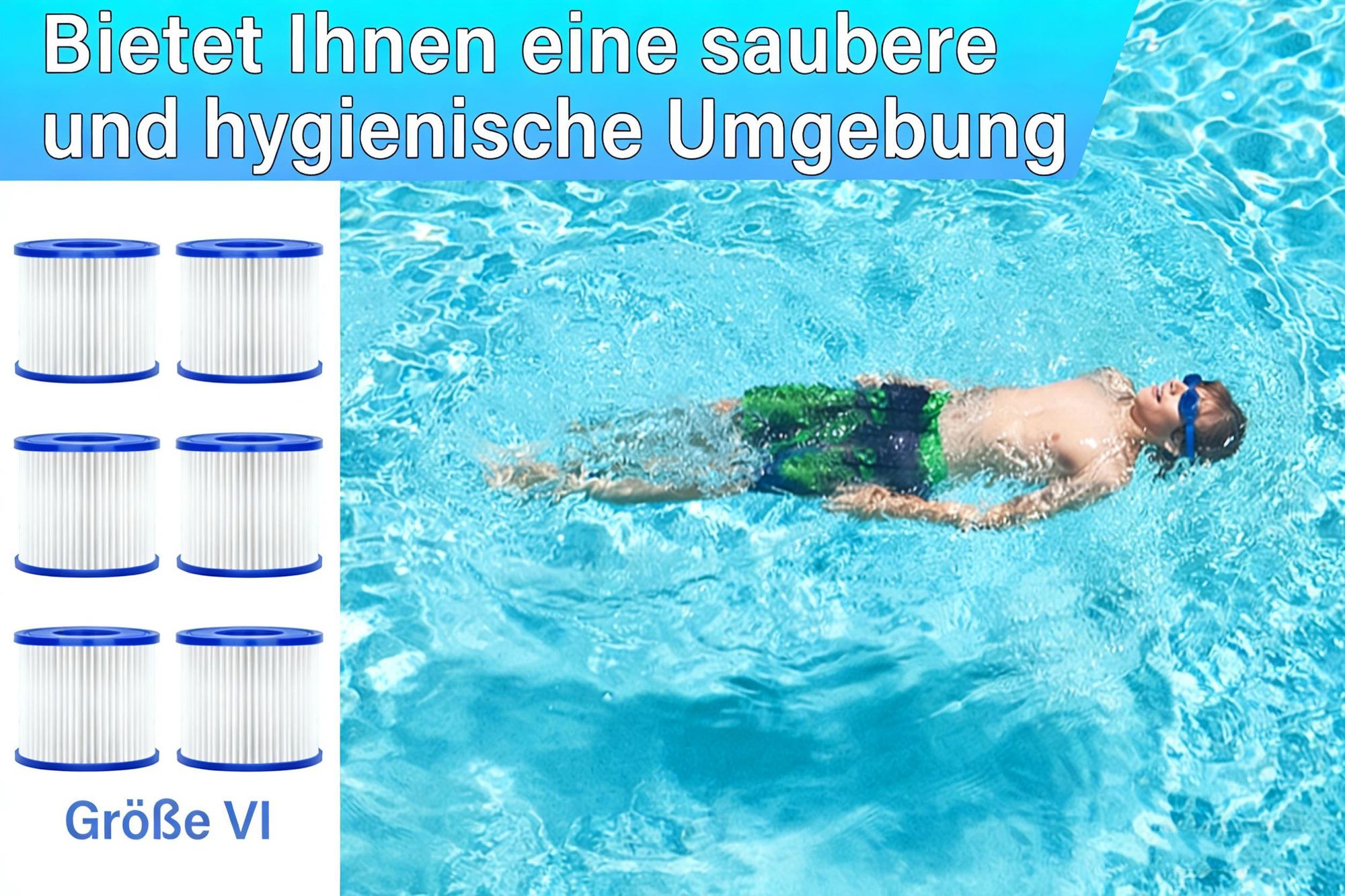 Poolfilter, Filter VI für Pool, Filterkartuschen, 6x Ersatz Filterkartuschen, für Bestway Miami, Monaco Lay-Z-Spa, Vegas, Palm Springs