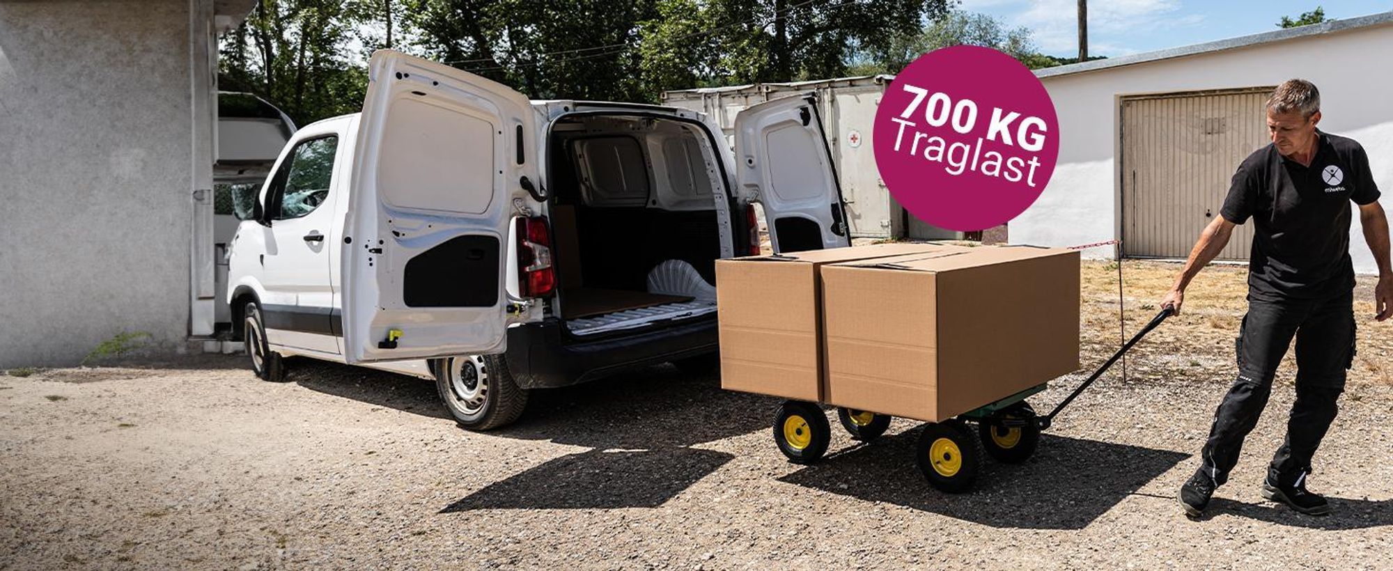 Miweba Bollerwagen | Transportwagen - Handwagen - Transportkarre - Gartenwagen - Gartenkarre - Gerätewagen - klappbar - bis 700 kg belastbar (Schwarz)