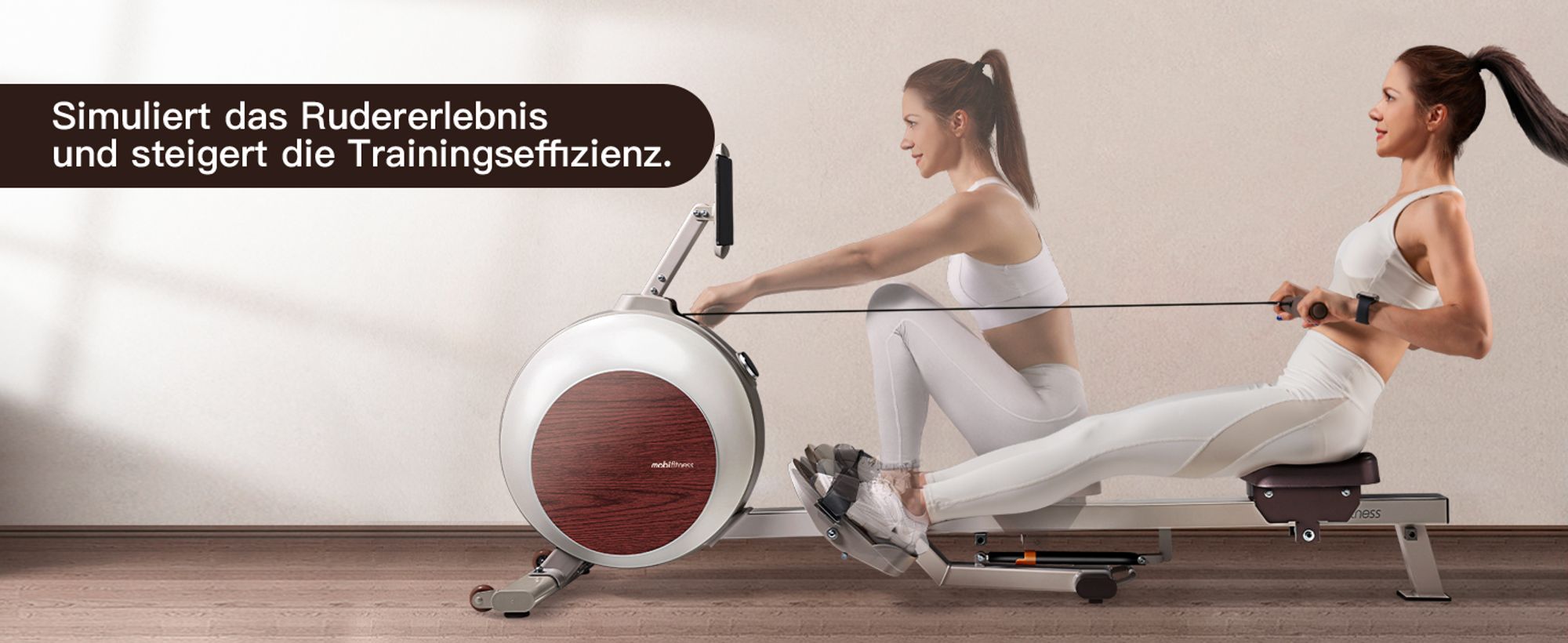 MOBI FITNESS Ruby Rudergerät mit Akku für Zuhause, Klappbares Rudergerät mit 40-stufigem Widerstand, leises Magnetbremssystem, 135kg belastbar