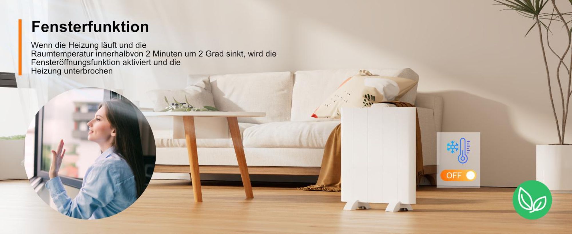 EMKE® Elektroheizung 700W Elektro Konvektor 453x500x60mm mit WIFI und Alexa-Sprachsteuerung, Standgerät & Wandmontage Elektroheizkörper ohne Heizstab