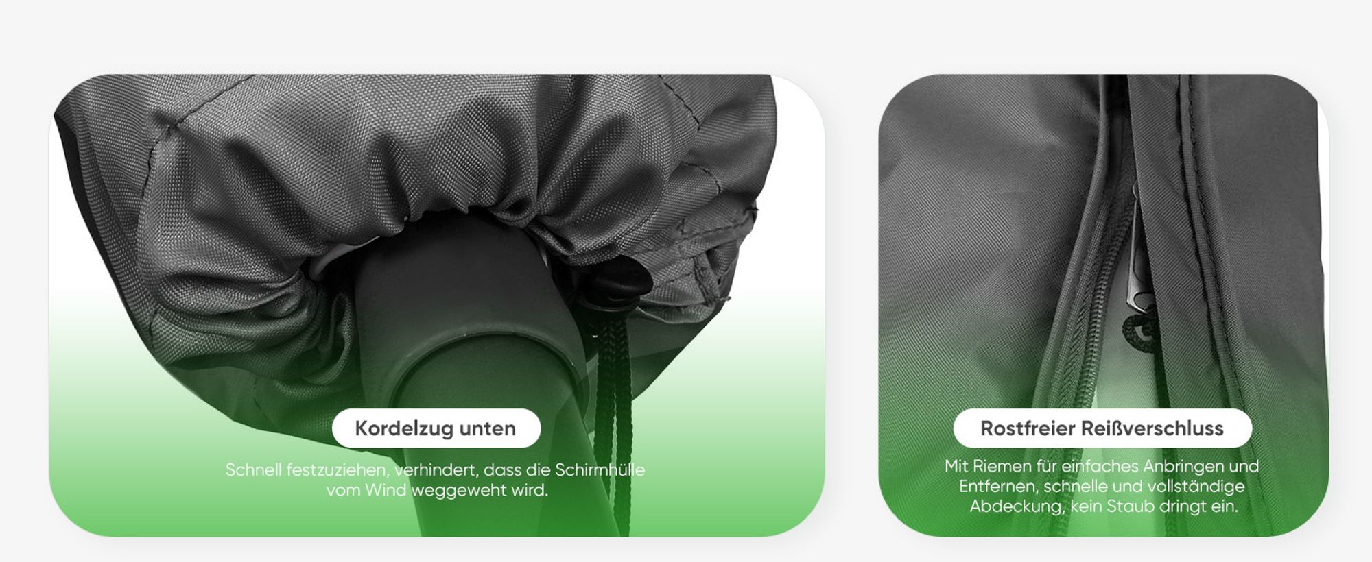Sekey Schutzhülle Sonnenschirm, für Sonnenschirmhülle 2m durchmesser, Schirmhülle Marktschirm, aus 100% Polyester, Dunkelgrau