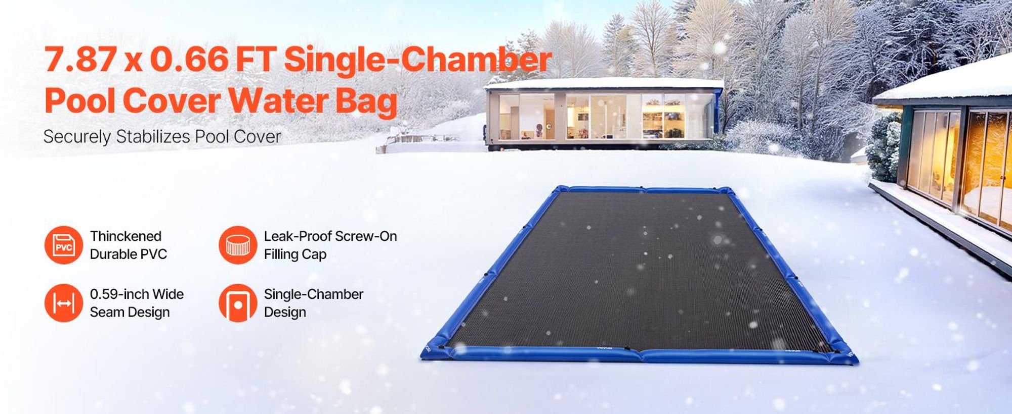 VEVOR Wassersäcke-Set, 6er-Pack 2,4 m Beschwerungssäcke & 4 Wassersäcke mit Eckausführung, 0,4 mm dicker PVC-Sack mit auslaufsicherem Ventil, zur Befestigung von Poolabdeckungen im Winter
