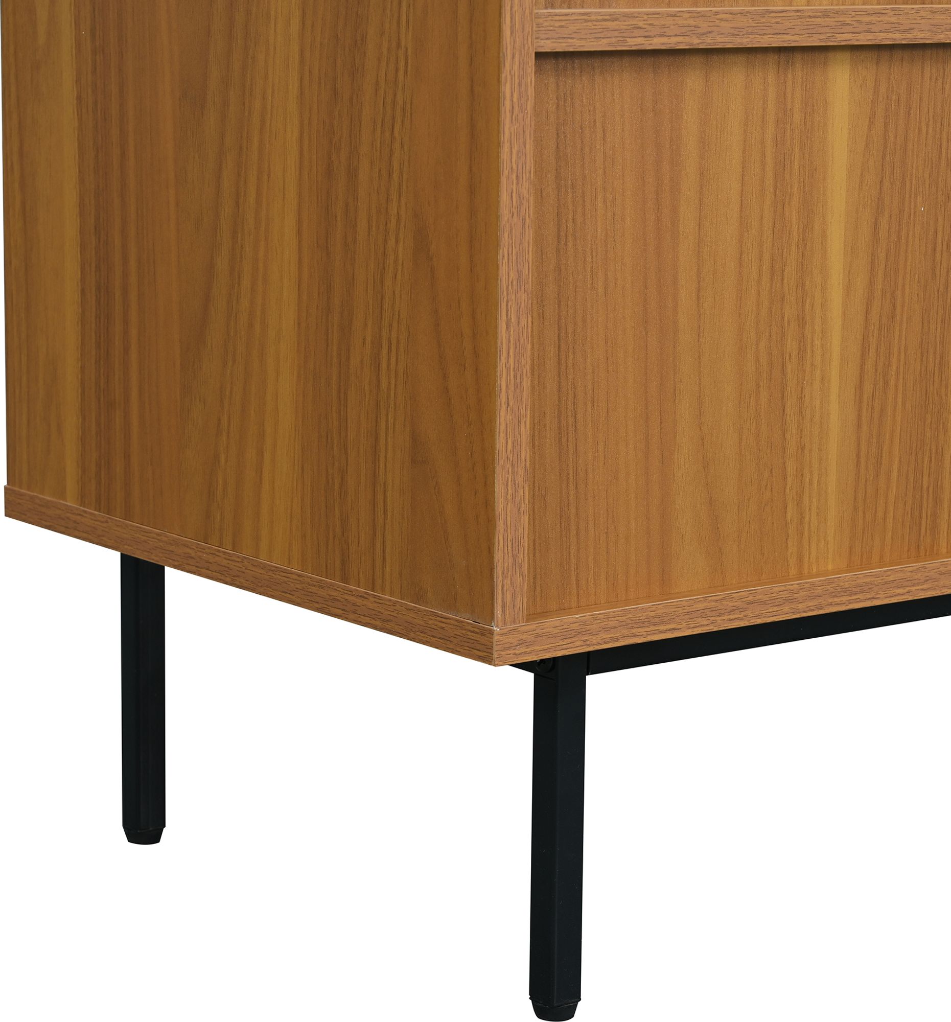 Flieks Rattan Kommode Sideboard mit 2 Schiebetüren, Wohnzimmerschrank Aufbewahrungsschrank Beistellschrank mit Verstellbaren Ablagen, Braun, 100x37x90