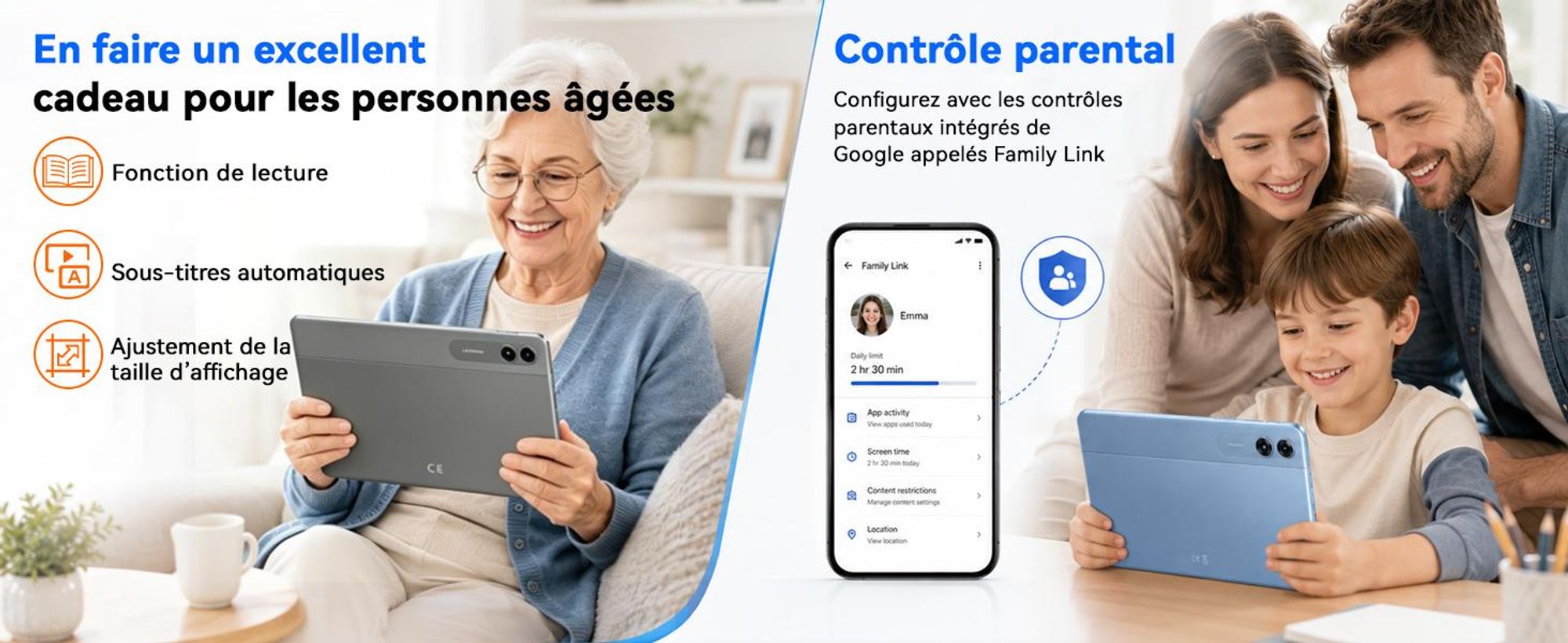 Tablette TABWEE T70 de 11 pouces, 32 Go (8 Go RAM + 24 Go stockage) + 256 Go de stockage, Android 16, batterie de 8000 mAh, Bluetooth 5.0, reconnaissance faciale, Widevine L1, Rheinland. Livrée avec un clavier, une souris et un stylet