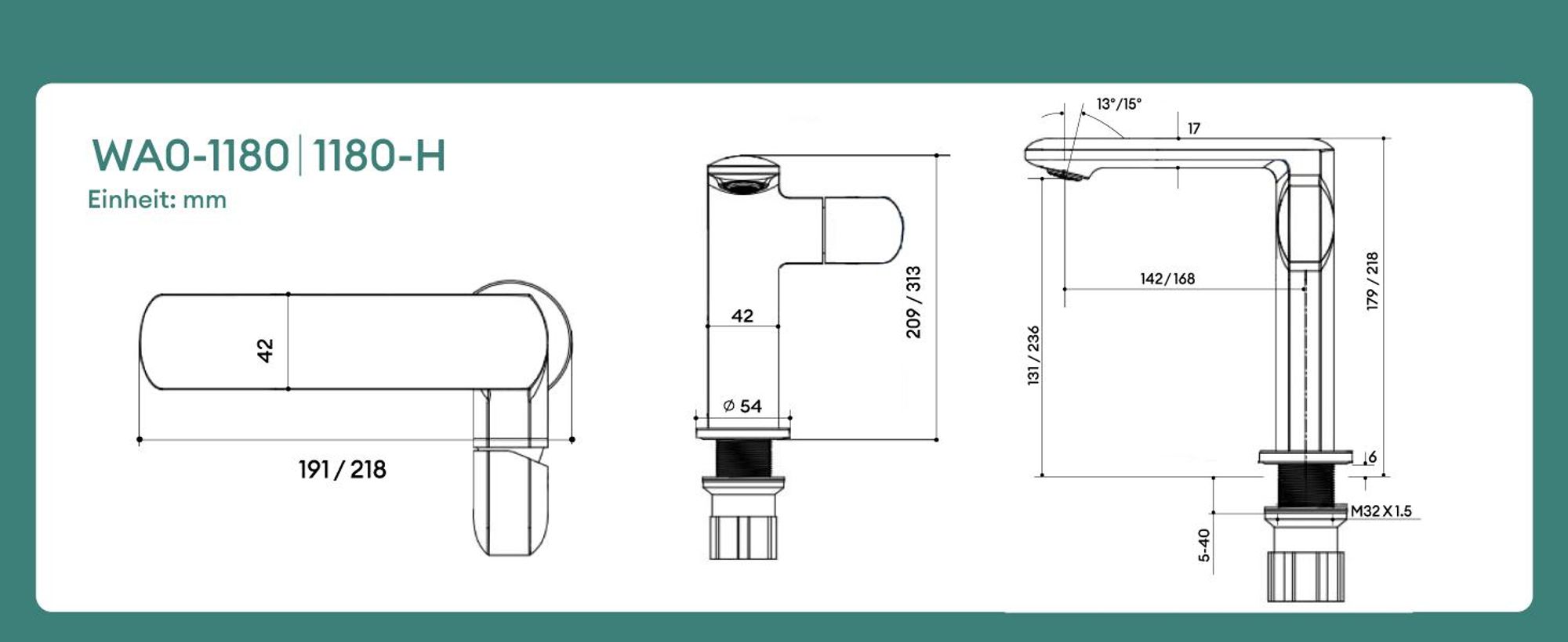 Mai & Mai Armatur Bad Wasserhahn Badezimmer Waschtischarmatur Einhebelmischer Mischbatterie Bad aus Messing mit Wassersparfunktion Silber 1180
