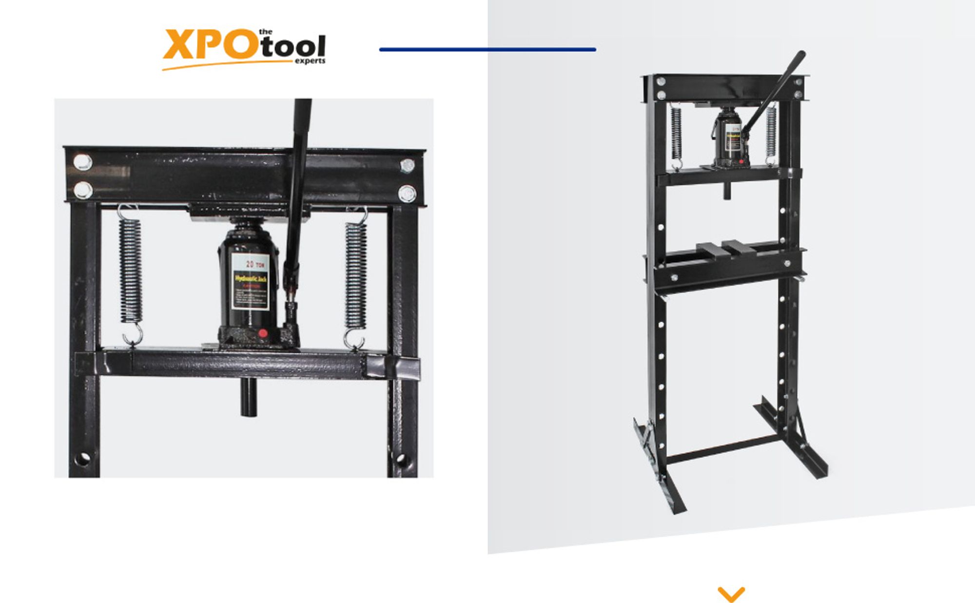 XPOtool 20T Black Edition Werkstattpresse, 500 mm, Hydraulikpresse aus Stahl, Rahmenpresse, Lagerpresse zum Pressen, Stempeln, Umformen