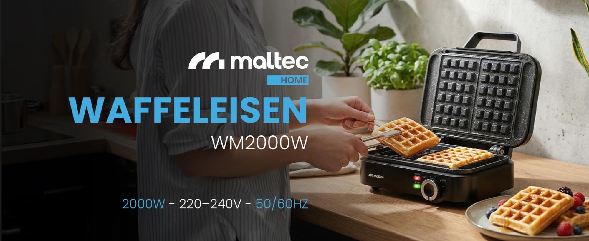 Waffeleisen knusprig Doppelt Belgische Waffeln Antihaft Sperre mit Temperaturregelung Schwarz