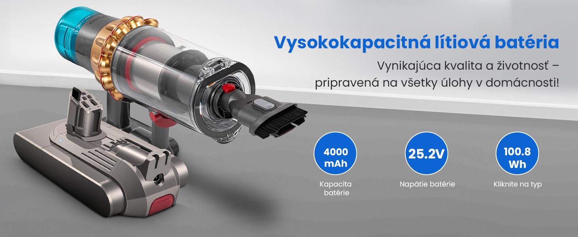 Extralink akumulátor pre vysávač V15 Detect (typ Click) 25,2 V, 4000 mAh