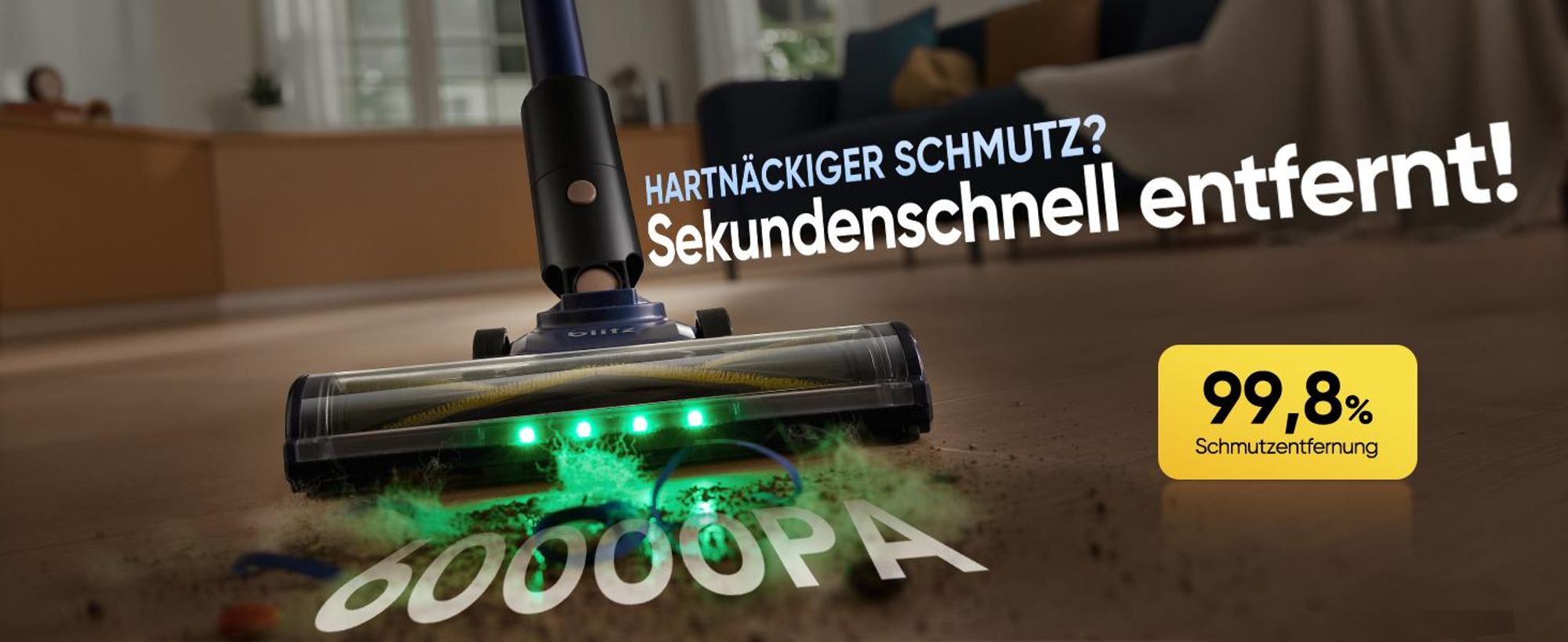 Vactidy V12 Akku Staubsauger/ 55Min/ 60kPa /600W/ 2,2kg/ Anti-Verhedderungs-Bürste, GreenEye Technologie, LED Touchscreen, für Hartböden, Teppiche