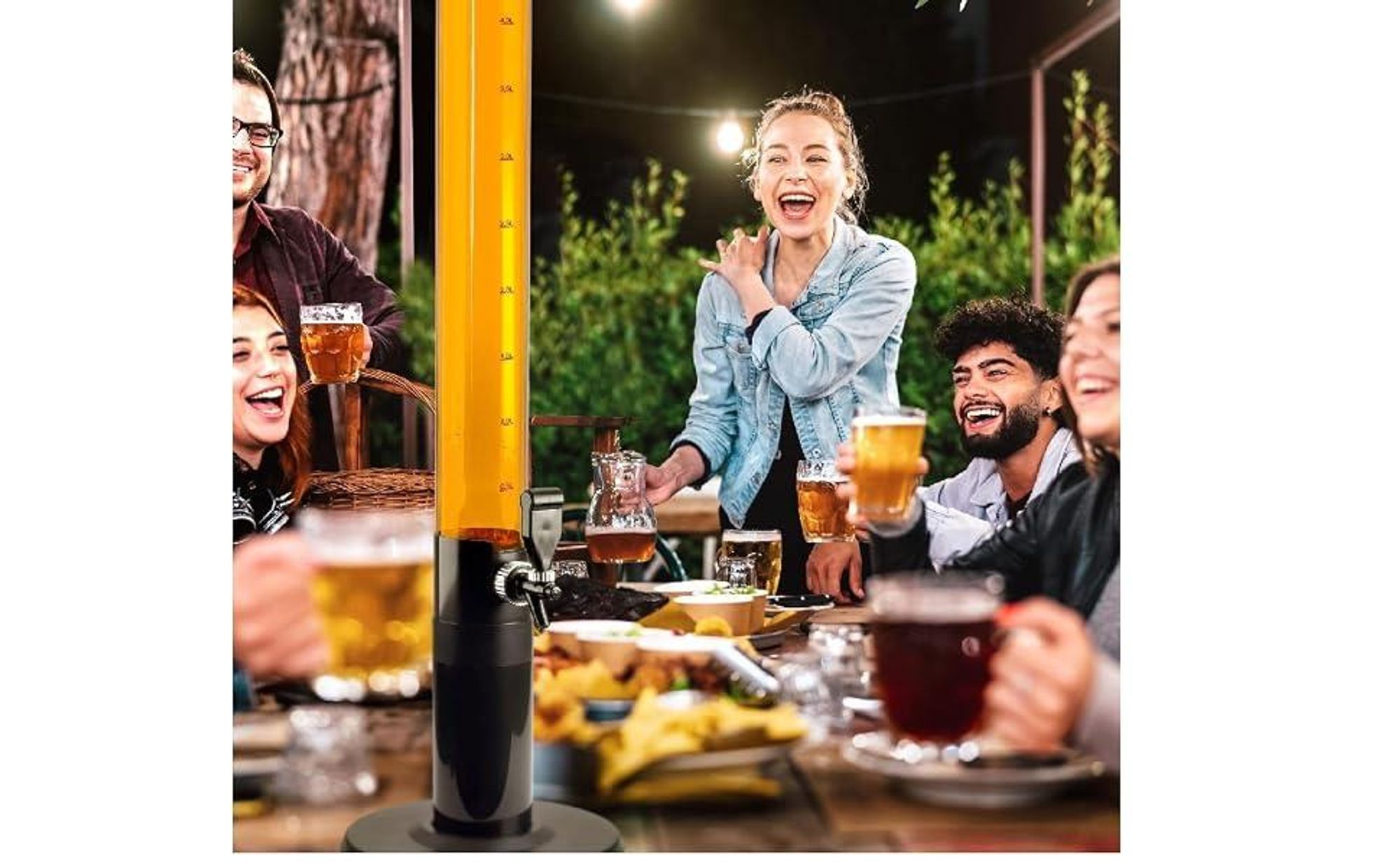 XXL Biertrinksäule 5 Liter mit Zapfhahn – Getränketurm Biersäule für Party, Bier, Cocktails & Softdrinks – 85cm Höhe