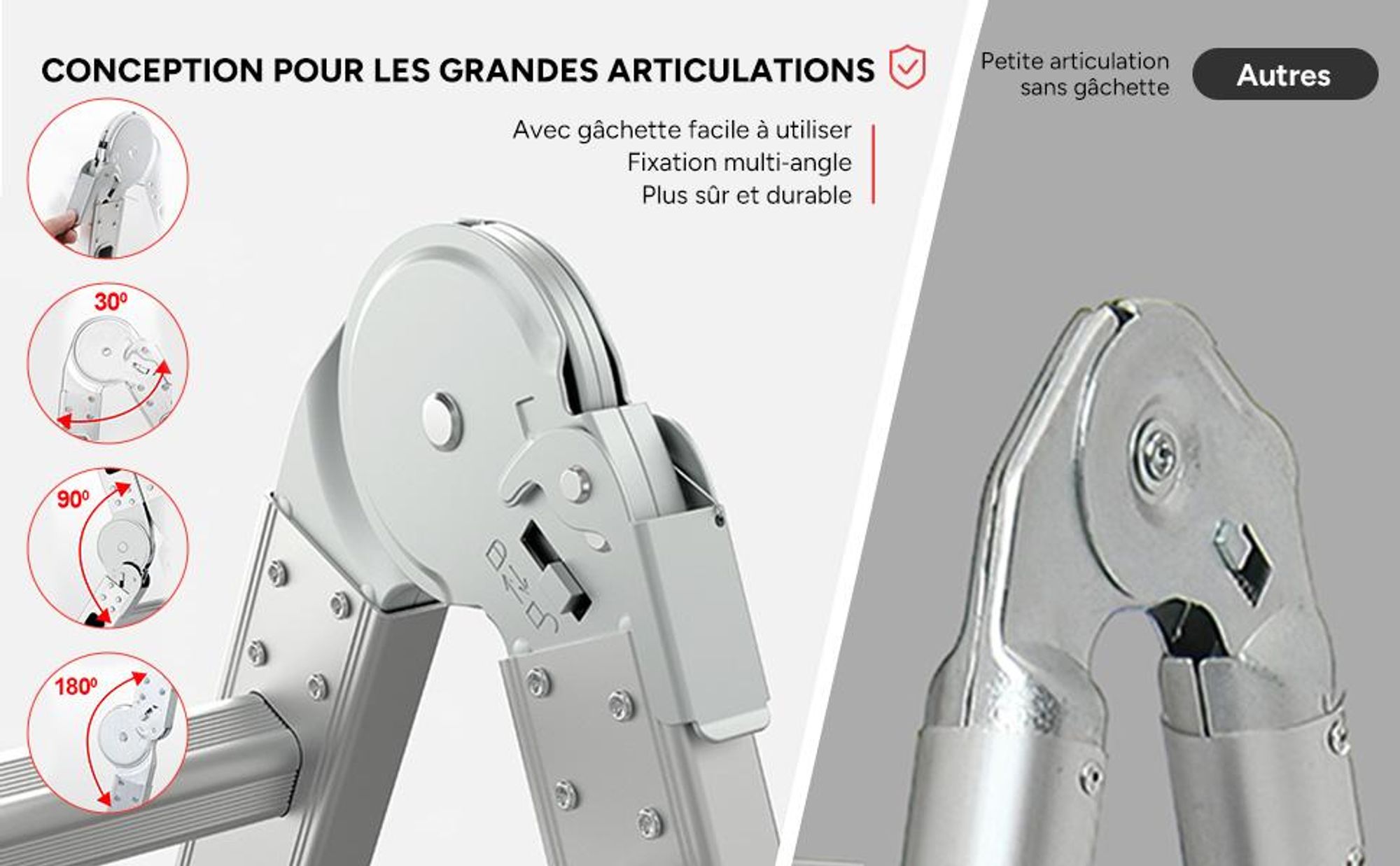 OUTIGO Echelle multifonctionnelle Echelle pliante Echelle télescopique Echelle à cadre A 4x3 350cm Echelle d'appui Escabeau Echelle de ménage en aluminium