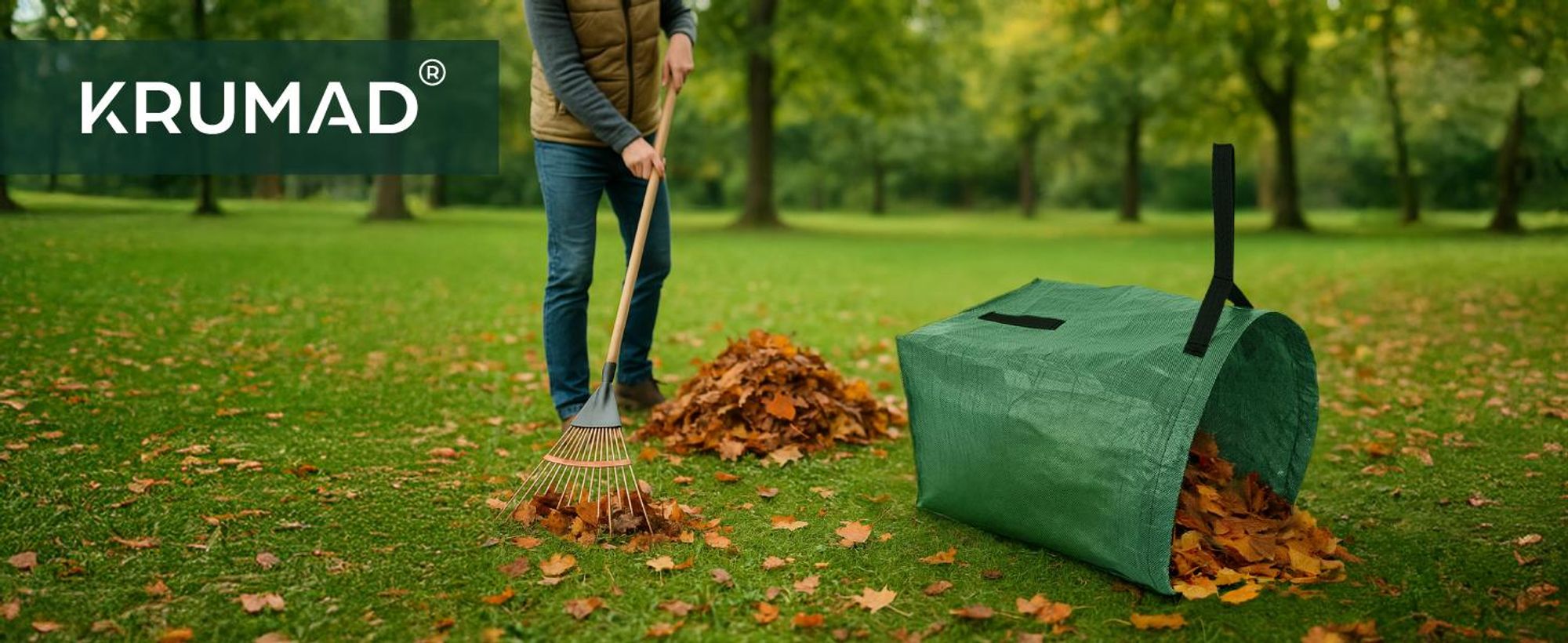 KRUMAD Gartensack 200L Laubsack mit 2 Griffen Gartenabfallsack aus Robustem Polypropylen 56x43x76 cm Faltbar Wetterfest Für Laub Gras Äste