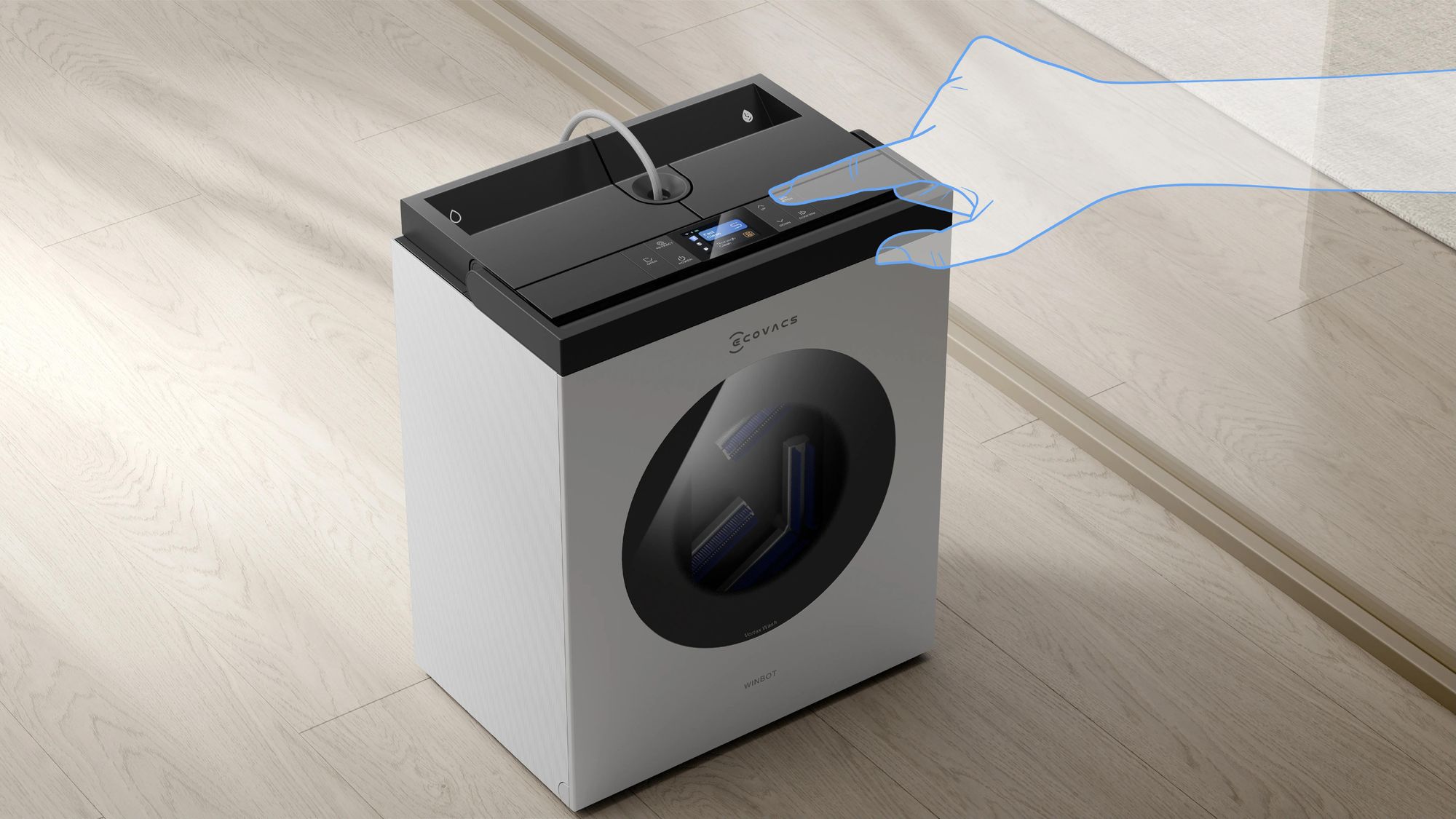 ECOVACS WINBOT W3 OMNI Fensterputzroboter mit Multifunktionsstation mit 2pcs Original Fensterreinigungsflüssigkeit, App-Steuerung
