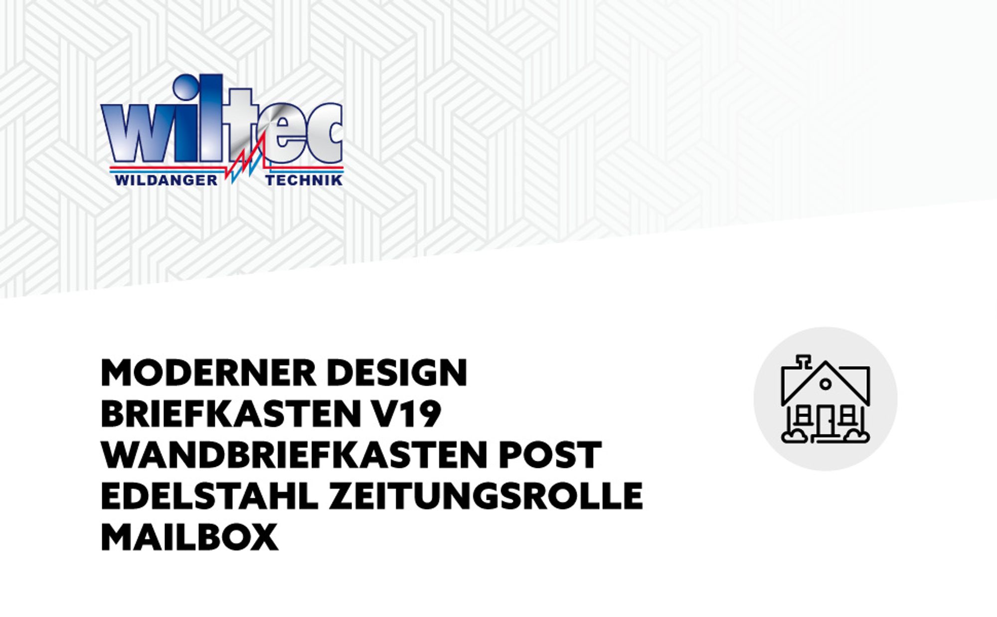 Wiltec Designer Briefkasten V19 Edelstahl 370 x 102 x 370 mm, Wandbriefkasten mit Schloss und Zeitungsrolle, Postkasten aus Stahl