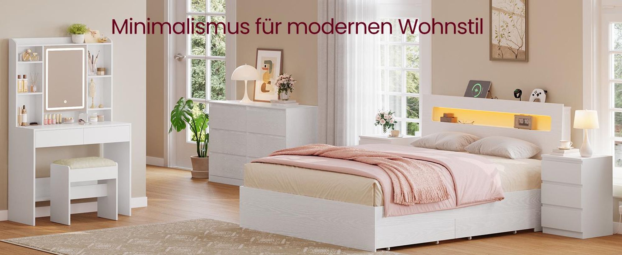 VASAGLE Schminkhocker aus Samt, gepolsterter Sitzhocker mit rutschfesten Füßen, modern, vielseitig einsetzbar, weiß