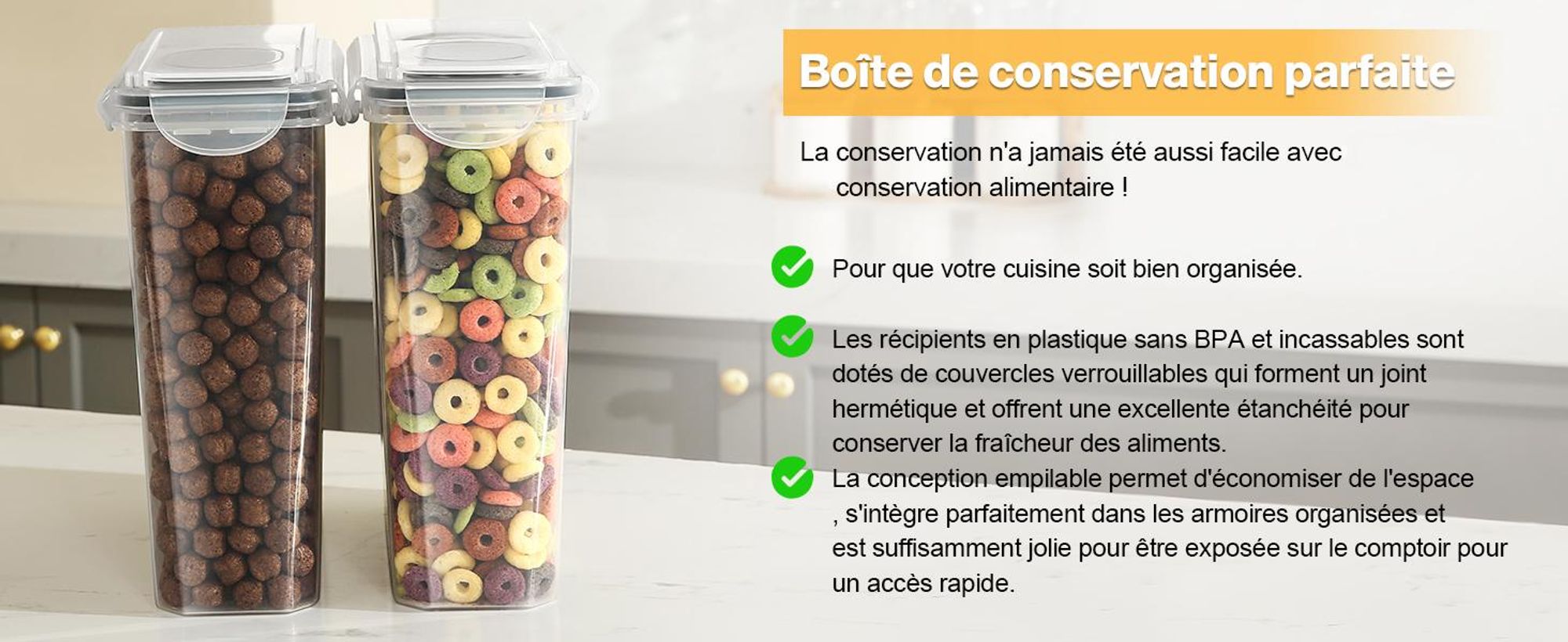 Lot YASHE de 6 boîtes de conservation hermétiques, 3,7 L chacune