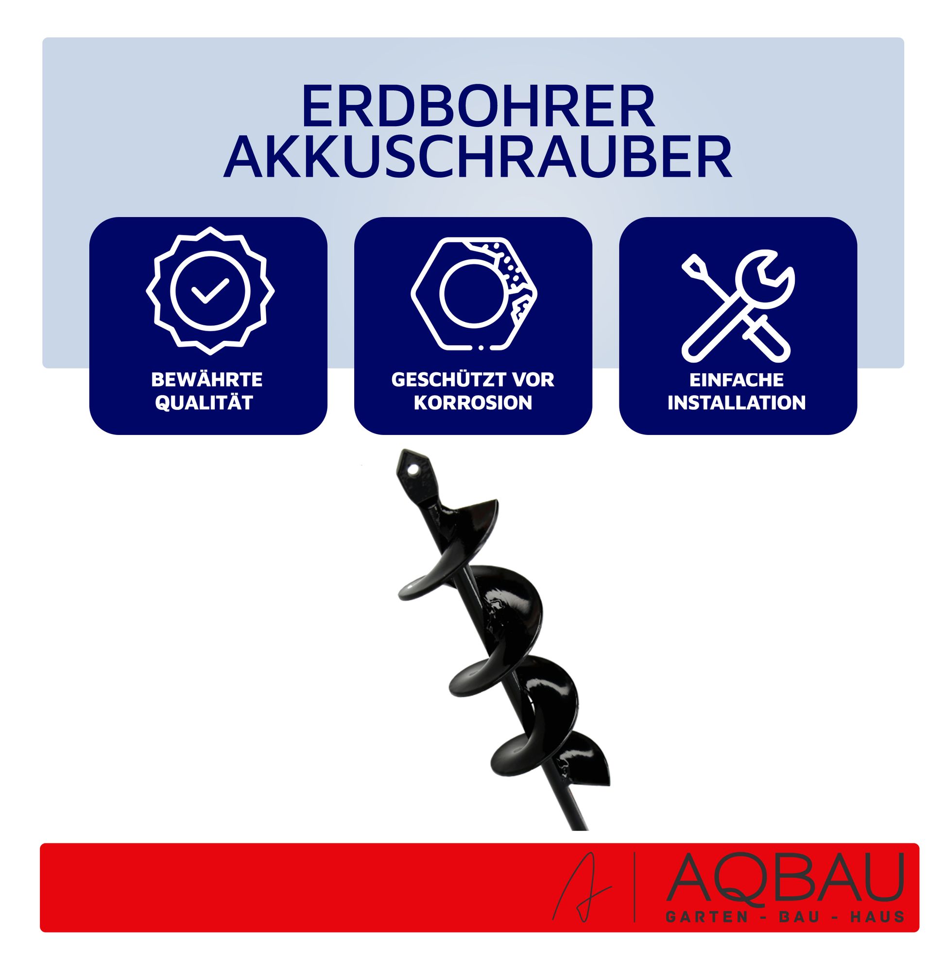 Aqbau®  Erdbohrer für akkuschrauber 40 x 450mm , erdlochbohrer, gartenbohrer, pflanzbohrer, Pfahlbohrer, erdbohrer für bohrmaschine