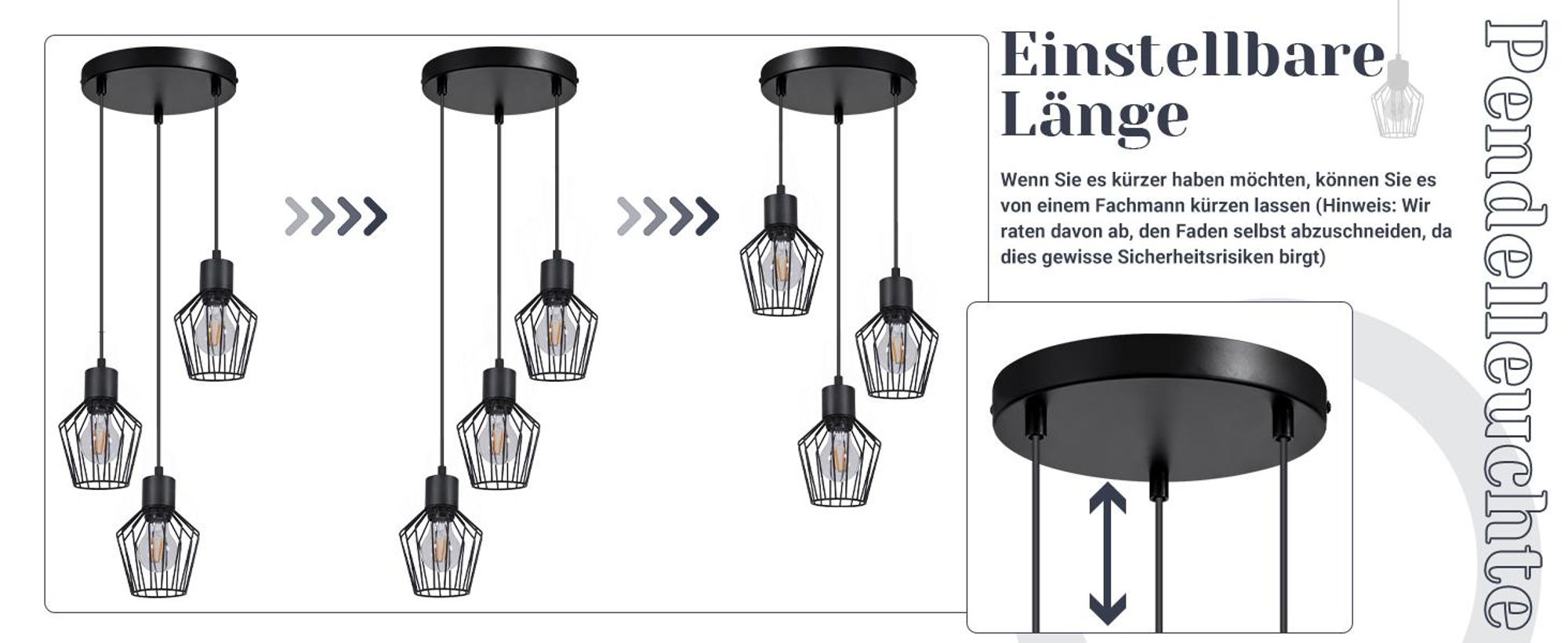 ZMH Pendelleuchte Esstisch Hängeleuchte Schwarz Pendellampe E27 3 Flammig Hängend Lampen Metall Lampenschirm Hängelampe Industrie für Küche
