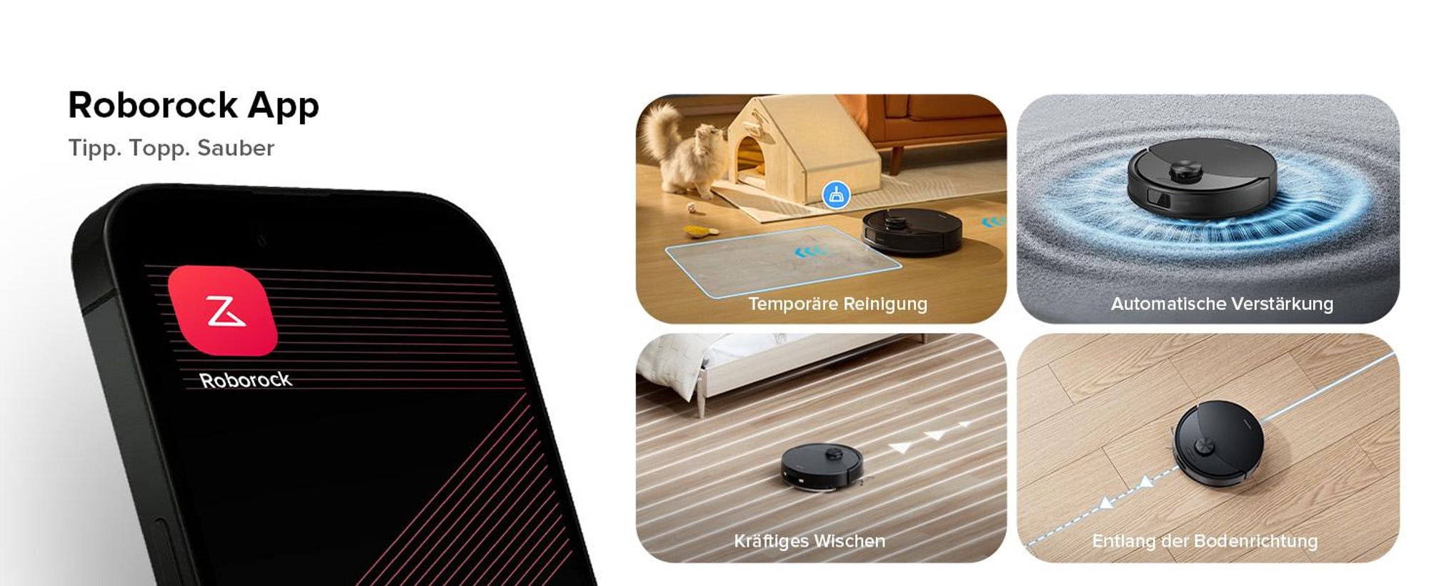 Roborock Q10 S5 Saugroboter mit Wischfunktion,10.000 Pa Staubsauger Roboter, Dual Anti-Tangle System, Auto Lifting Mopping, Ideal für Tierhaare,Schwaz