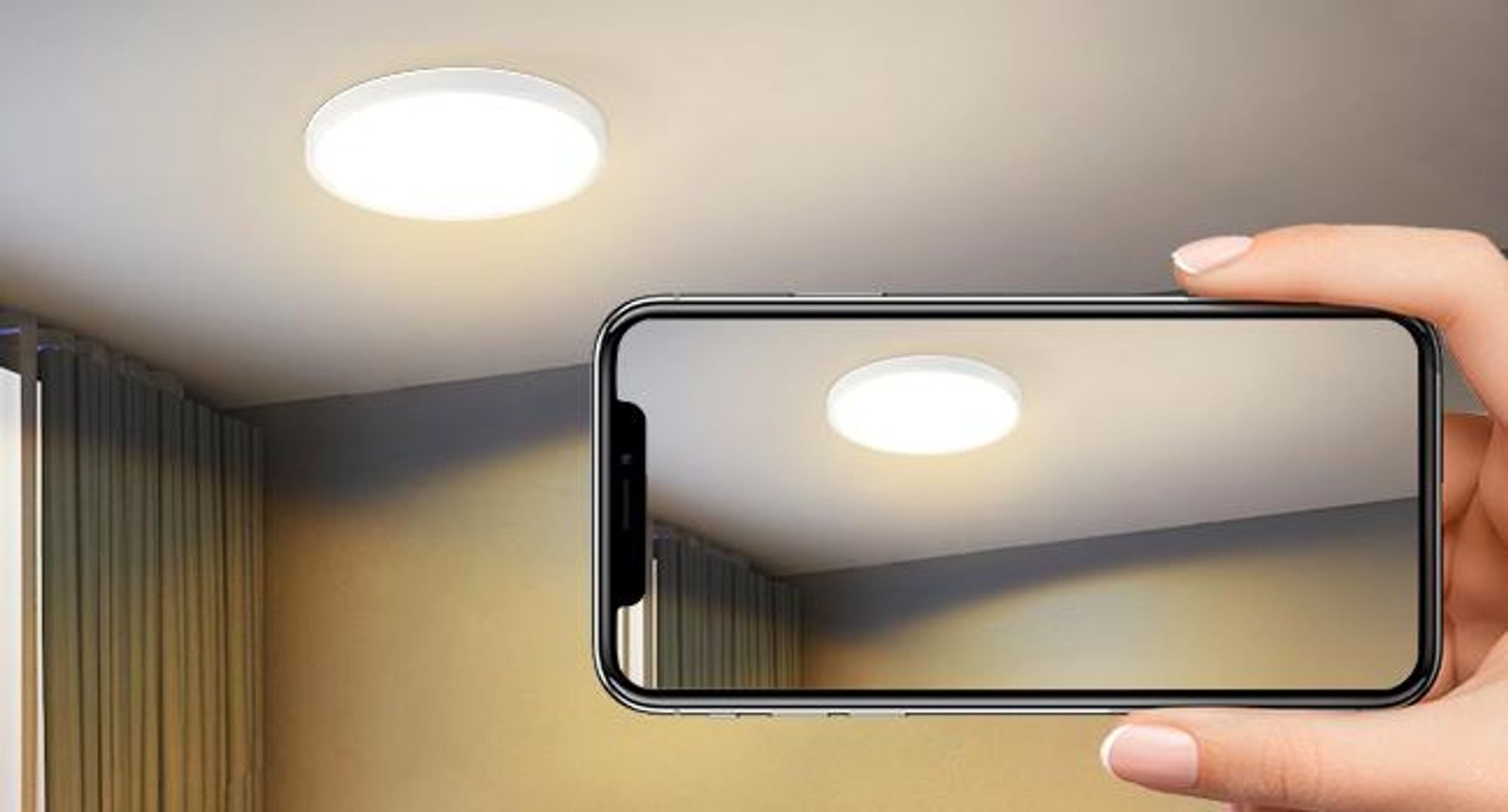Plafonnier LED ZMH blanc, plat, 15 W, 3000 K (blanc chaud), 18 cm, petit éclairage de plafond pour la cuisine et le couloir