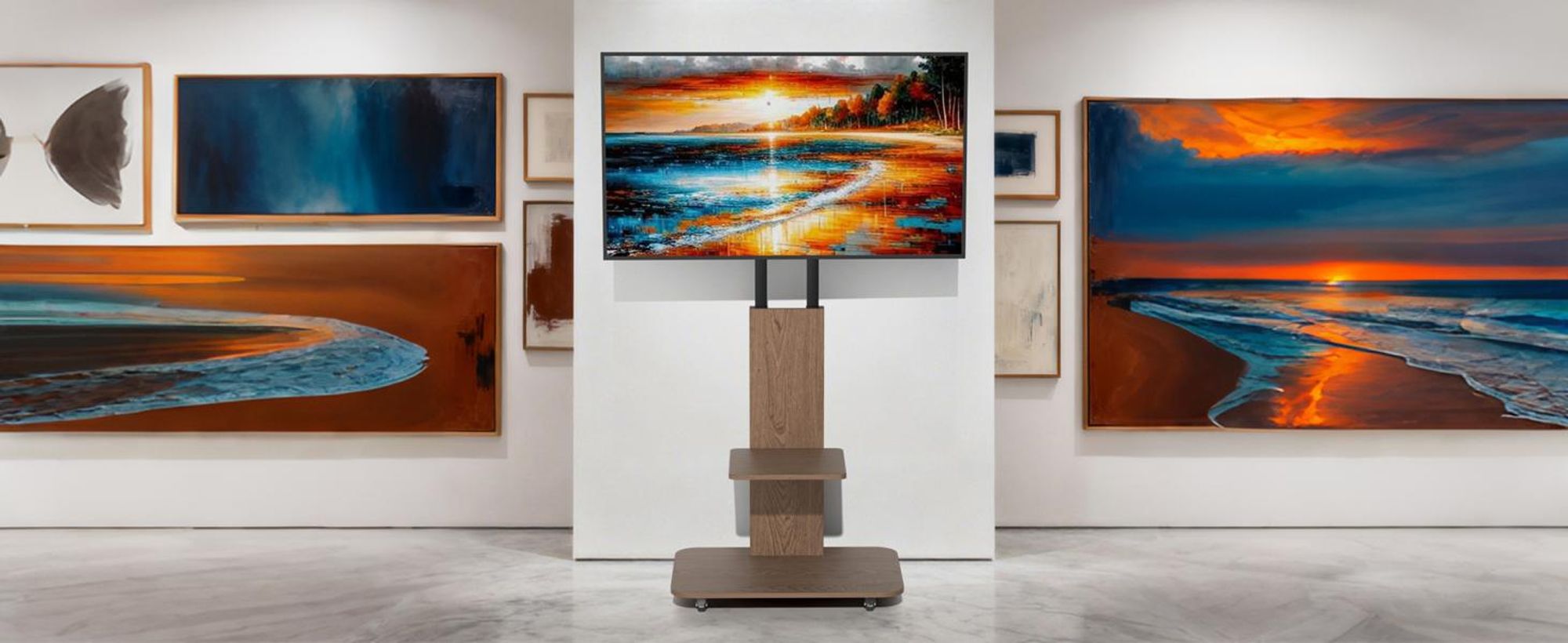 WISFOR TV Standfuß TV Ständer, neigbar rollbar Höhenverstellbar, mit 2 Ablagen für 40-75 Zoll max. VESA 600 x 400 mm, bis Max 80kg