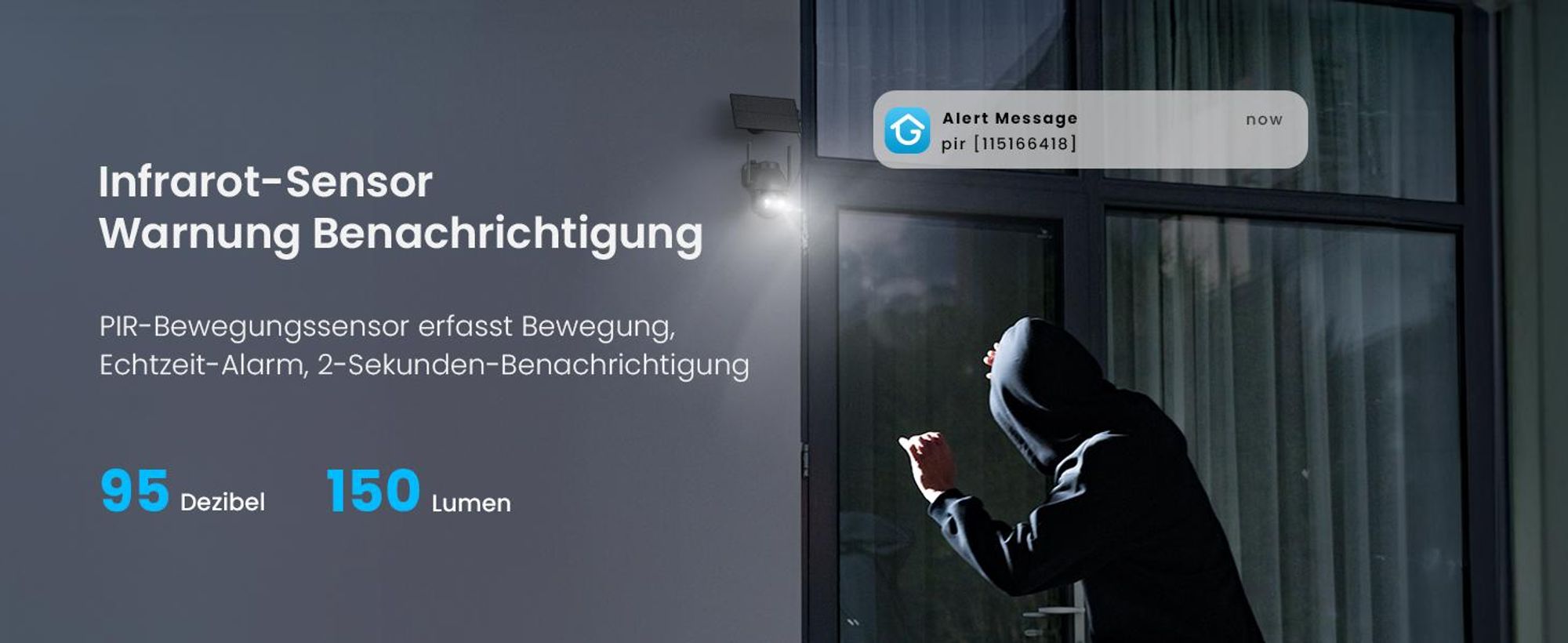 2K 3MP Überwachungskamera Aussen Solar 360° PTZ Kamera Aussen Akku 2.4GHz Kabellos Überwachungskamera mit PIR Bewegungsmelder Farb-Nachtsicht