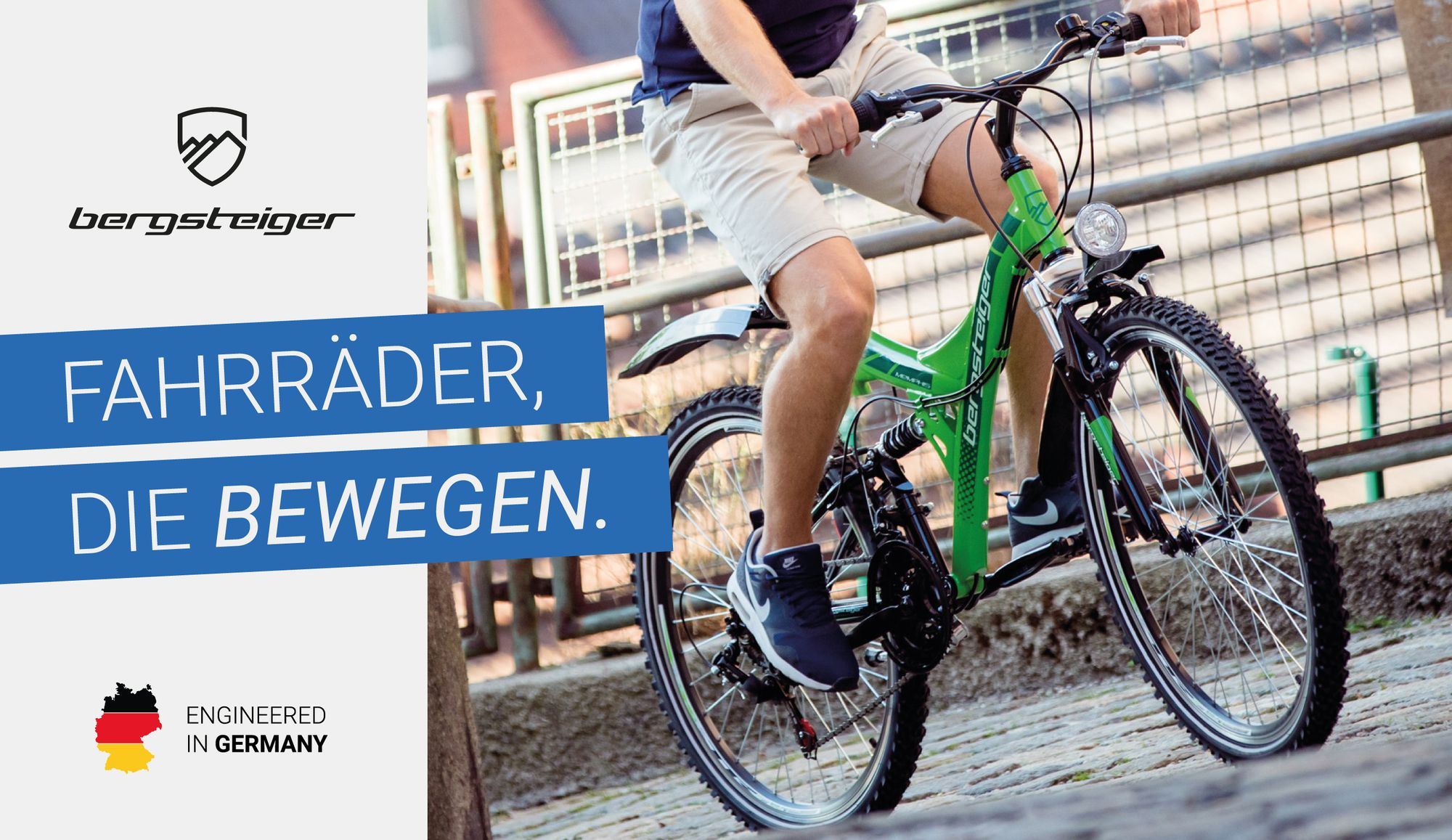Bergsteiger Memphis 26 Zoll Mountainbike, geeignet ab 150 cm, Dynamo-Licht, StVZO, Shimano 21 Gang-Schaltung, Vollfederung, Jungen-Fahrrad & Herren-Fahrrad