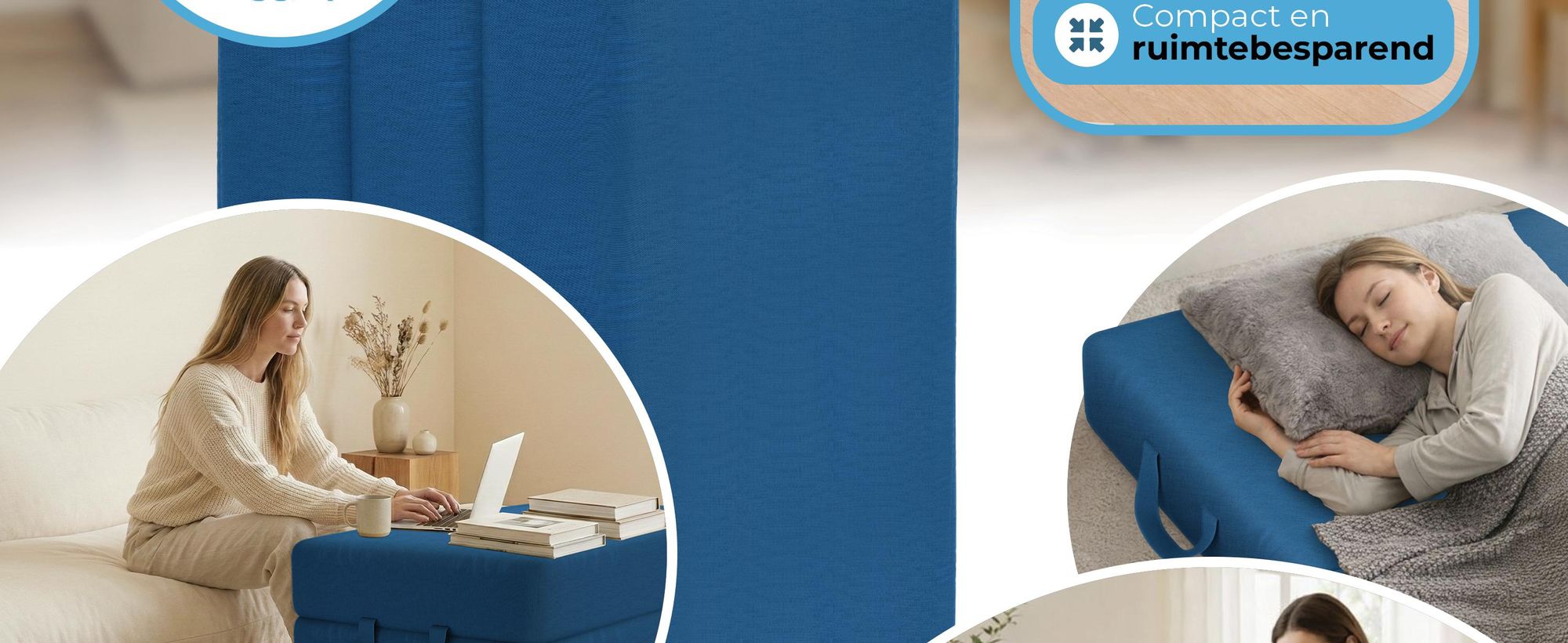 ELONEO Opklapbare matrassen, gastenmatrassen, 3-delige opvouwbare matrassen, extra dik schuim (15 cm), geschikt voor mensen met rugproblemen, opklapbaar, opvouwbare matras (blauw)