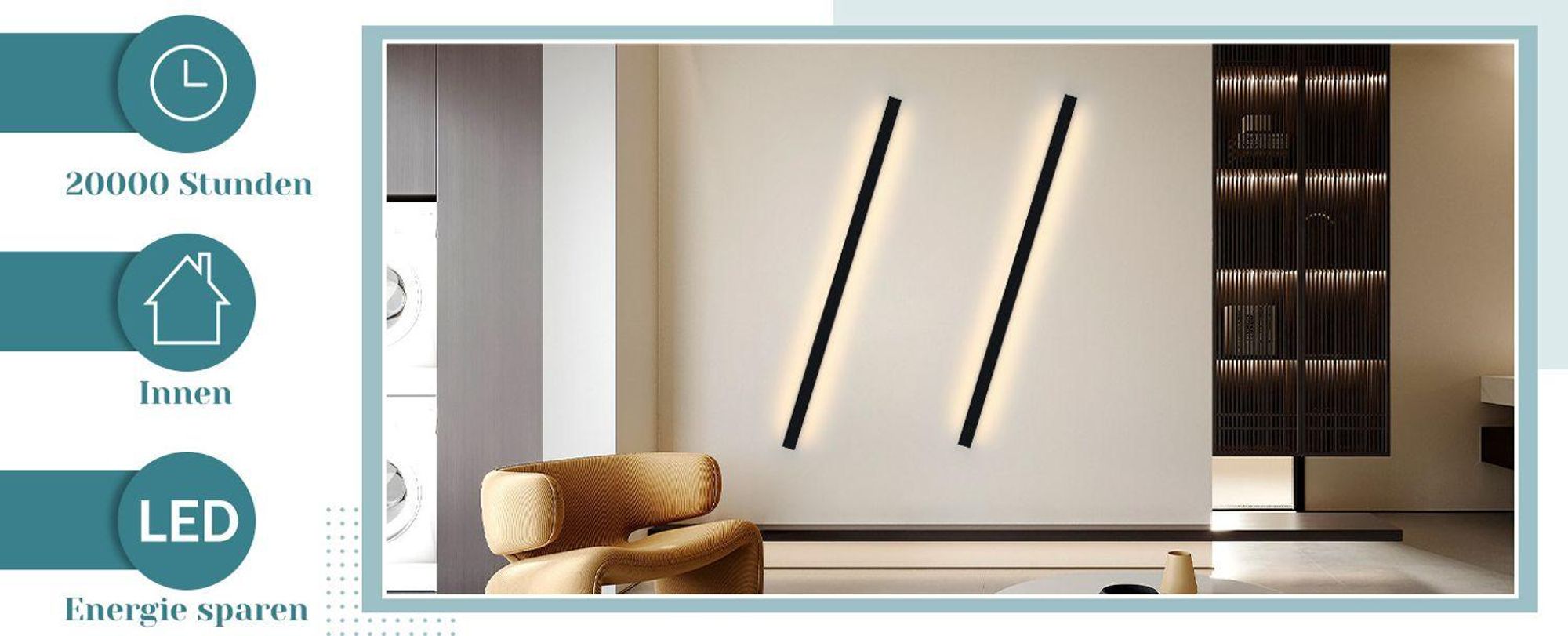 ZMH led Wandleuchte innen Wandlampe Schwarz Warmweiß 100CM 34W Modern Flur Up Down Wandbeleuchtung für Flur Wohnzimmer Bett Treppenhaus Kinderzimmer