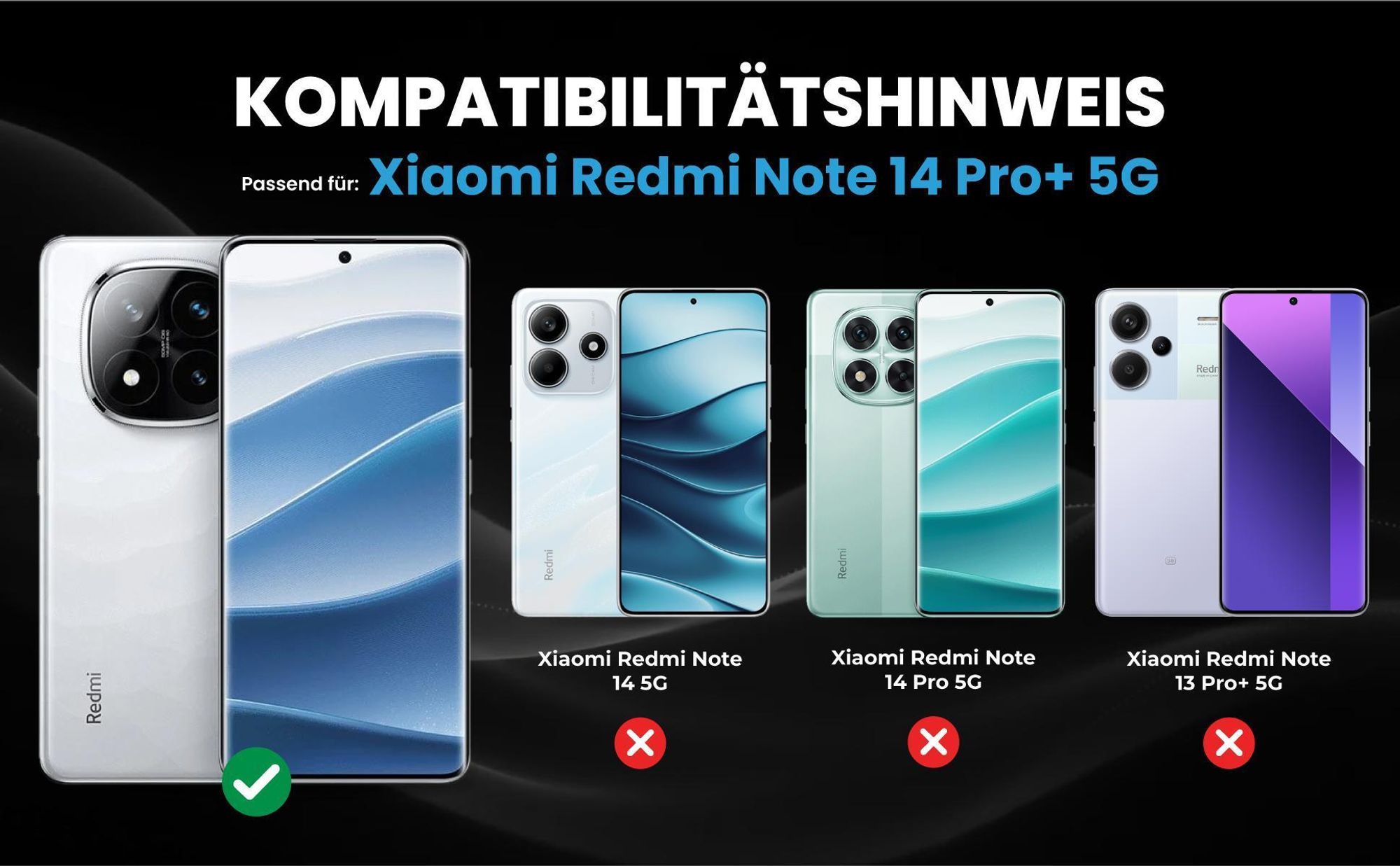Kompatibilitätshinweise Hülle für Xiaomi Redmi Note 14 Pro+ 5G