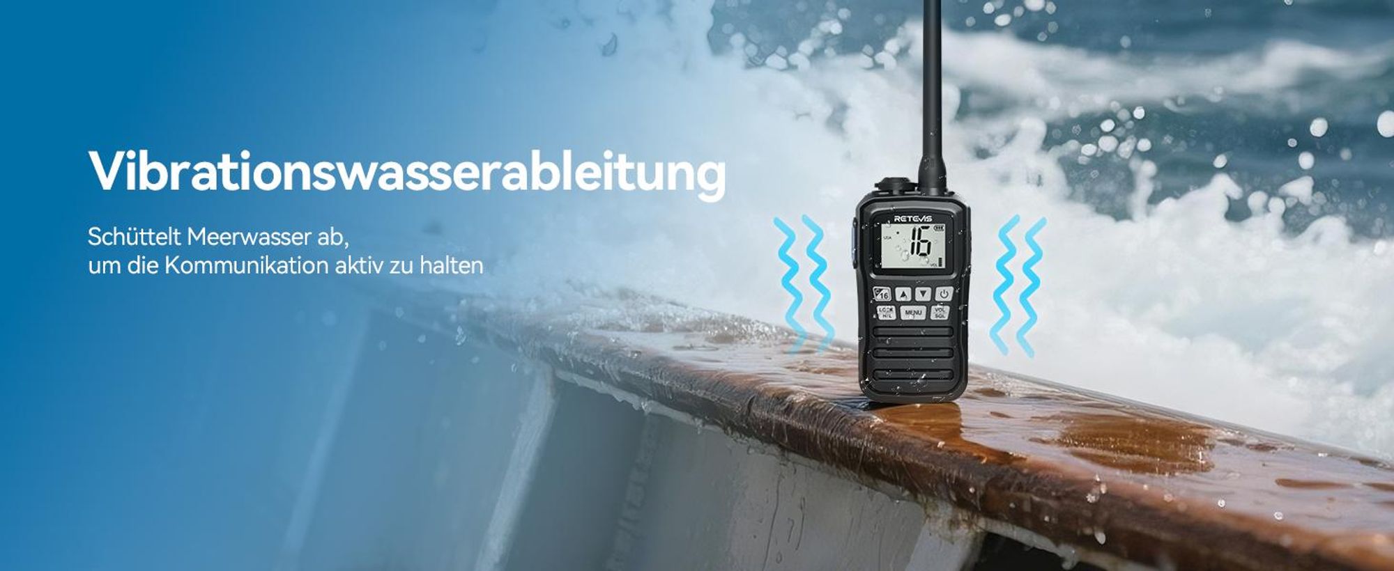 Retevis RM01P Seefunkgerät, Marine Radio, IP67, Schwimmende Vibration, 88 Kanäle,Typ-C, RM01 Verbesserte Version für Fischerboote und Transportschiffe