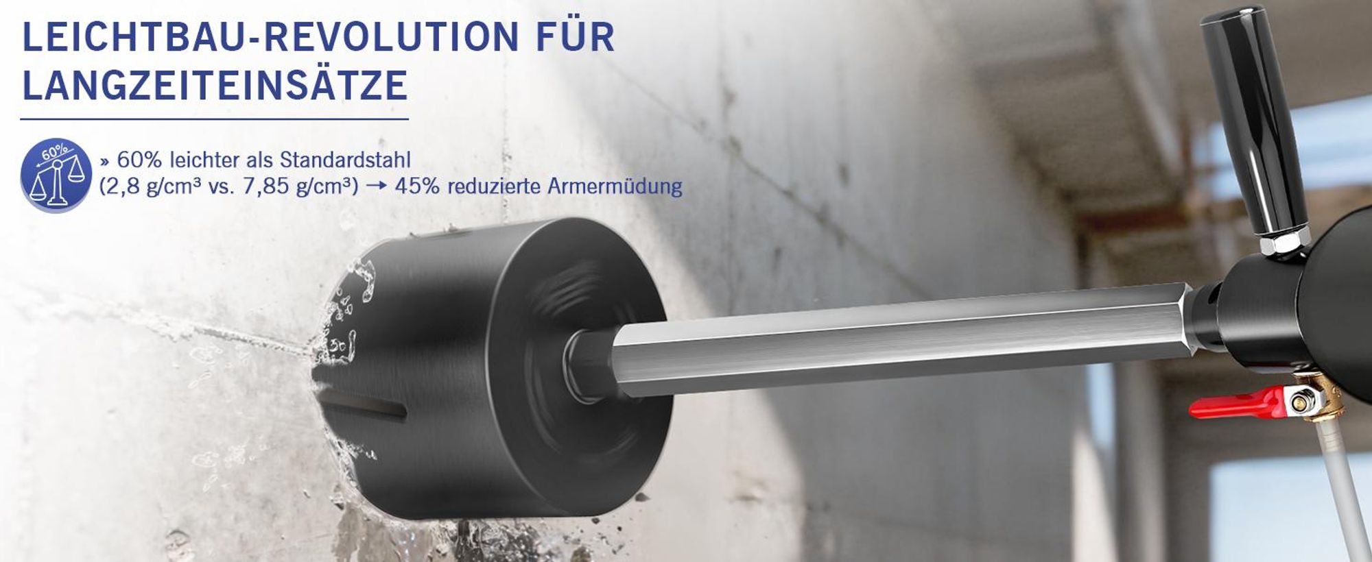 400mm Bohrkronen Verlängerung mit Anschluss 1 1/4'' UNC, 7075-T6 Flugzeugaluminium, Verlängerungsstange für Kernbohrer Diamantbohrkrone