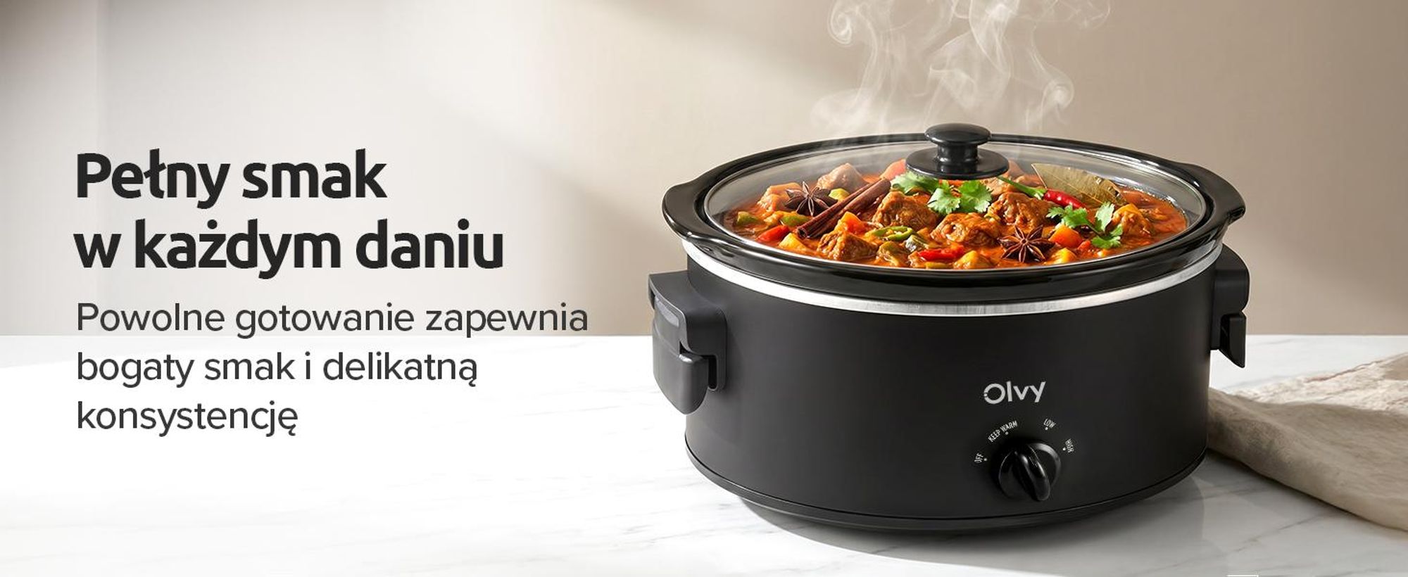 Wolnowar Olvy 6 l – ceramiczny wkład – w zestawie książka kucharska – funkcja utrzymywania ciepła