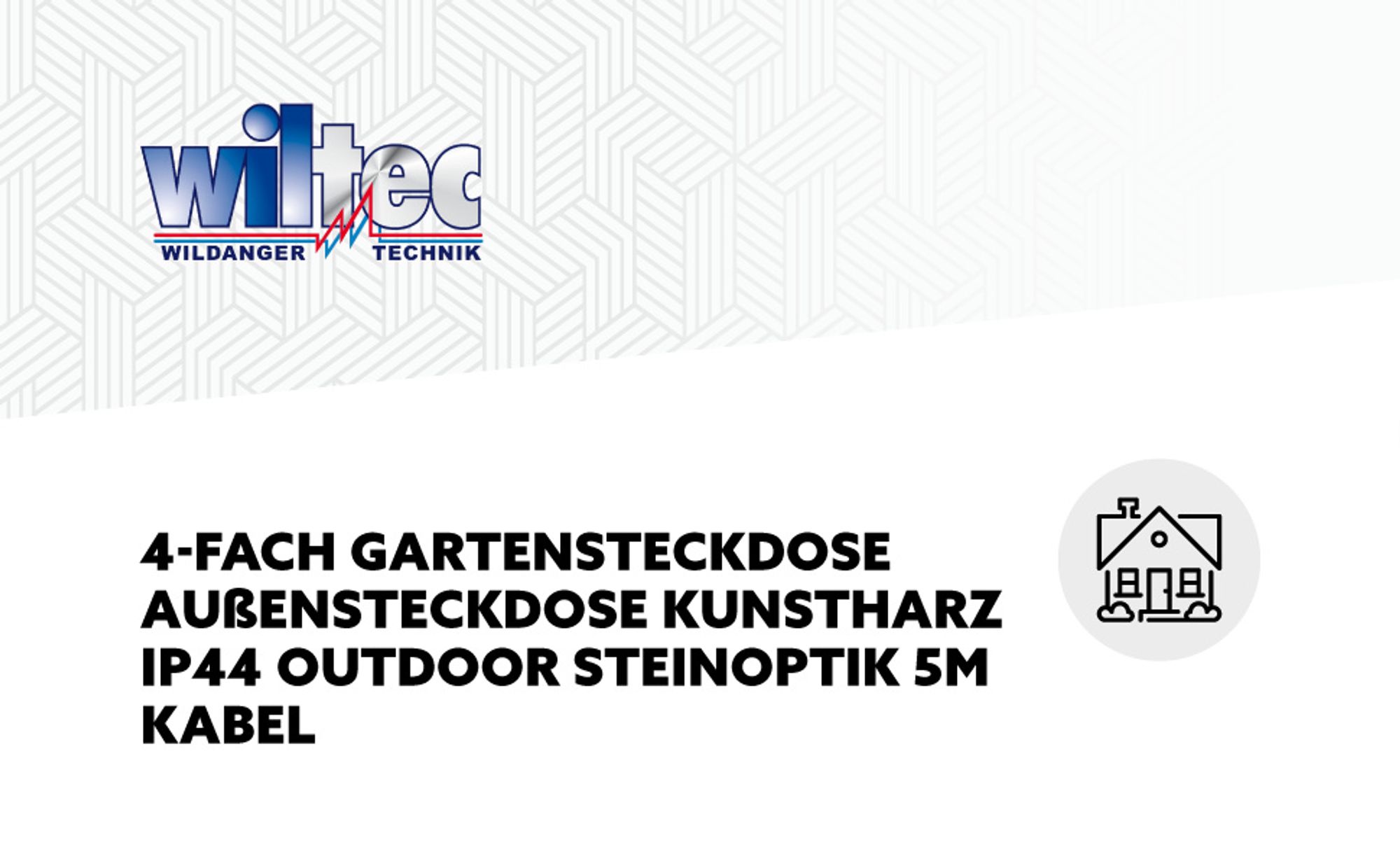 Wiltec 4-fach Gartensteckdose Außensteckdose Kunstharz IP44 Outdoor Steinoptik 5m Kabel