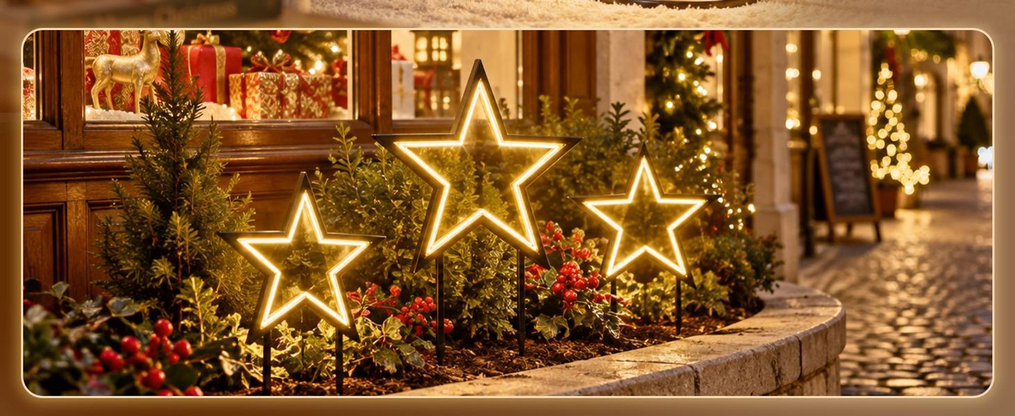 50cm LED Gartenstecker Stern Garten Stern Leuchte WeihnachtssternWeihnachtsbeleuchtung mit Erdspieß 100 LED Beleuchtet Warmweiß