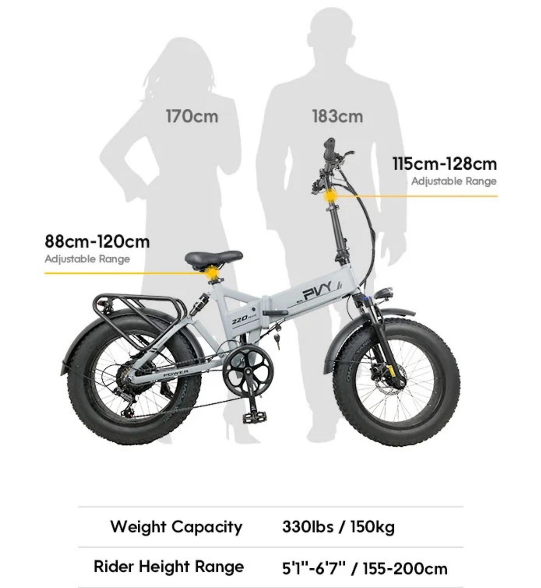 PVY Z20 Plus 1000 Elektrisches Fahrrad - 250W Motor 48V16.5AH Batterie 120KM Reichweite Hydraulische Scheibenbremse - Grau