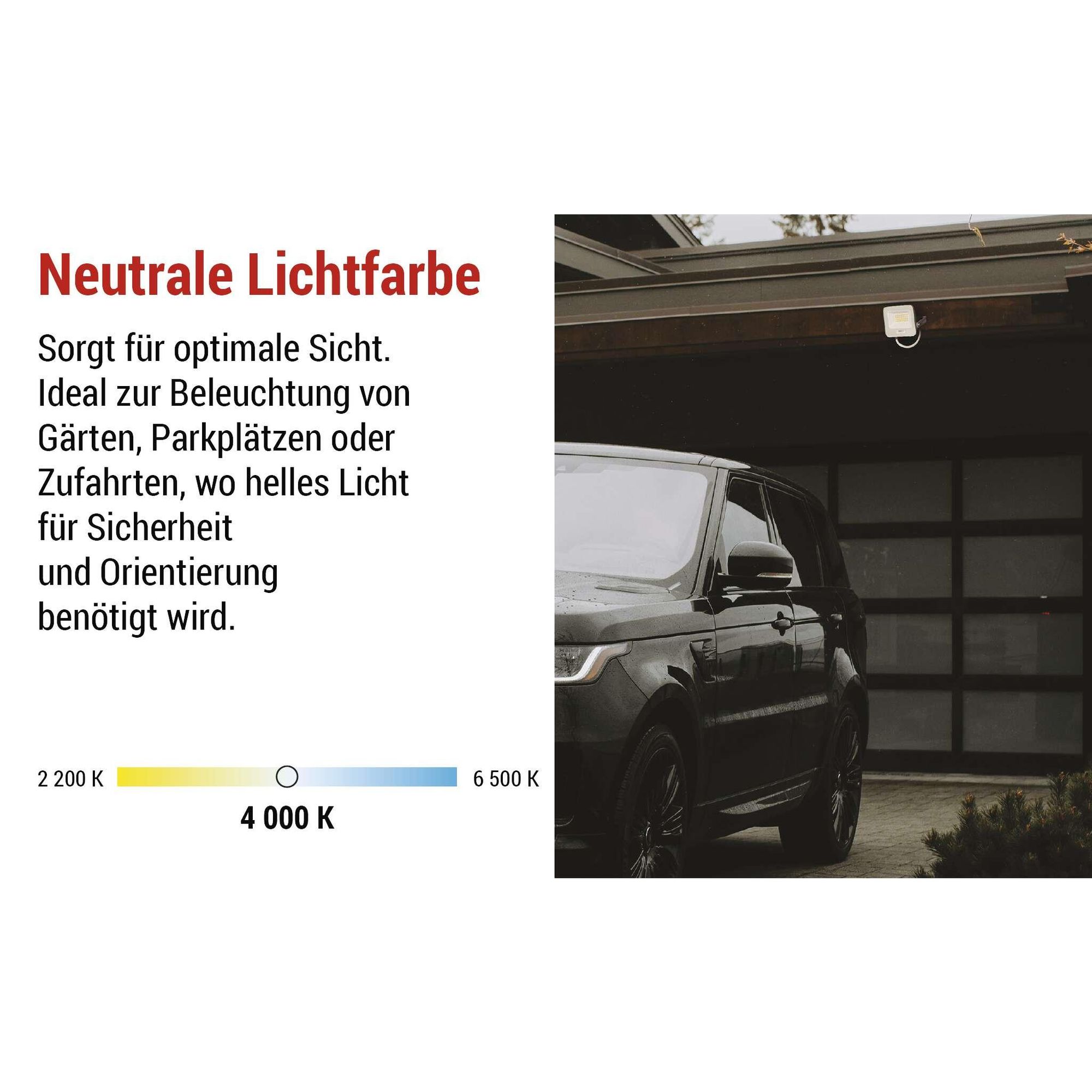 EMOS LED Aluminium-Strahler GLARO 20W, IP65 Wasserdicht für Feuchtraum/Außen, superhell 2000lm, Neutralweiß 4000K, 20cm Gummi-Kabel, Weiß, ZS2224W